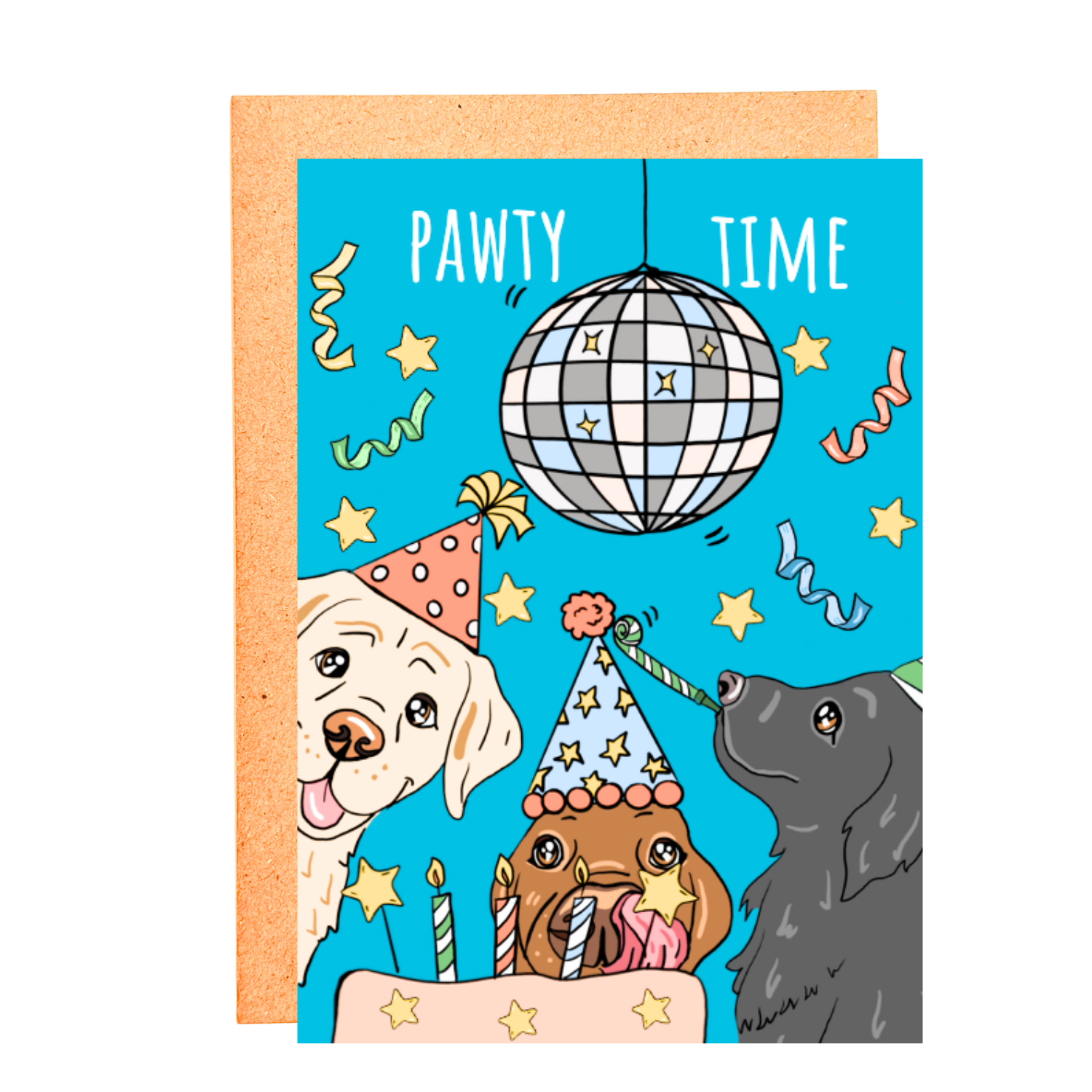 PAWTY TIME BLUE STICKER CARD