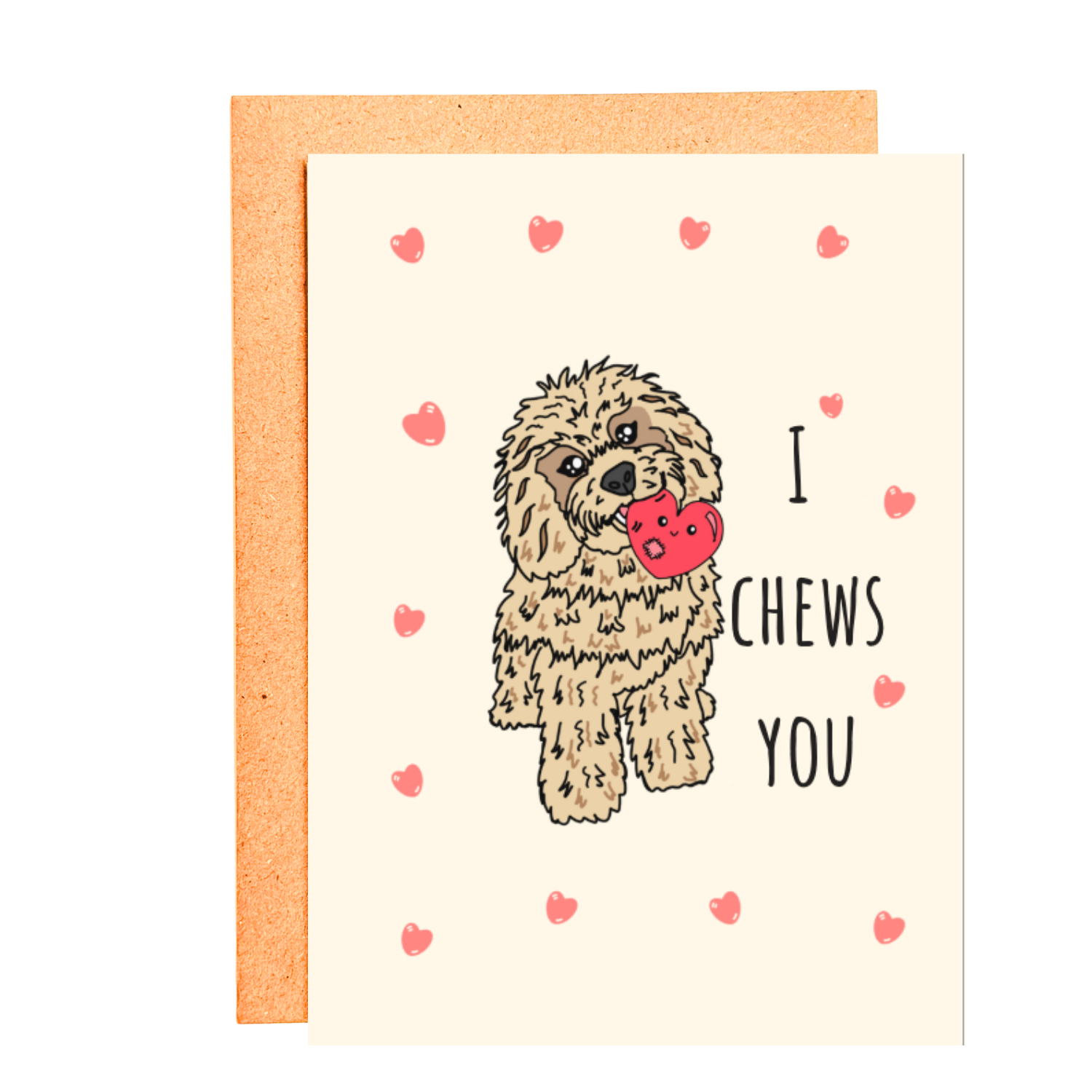 I CHEWS YOU - HEARTS STICKER CARD
