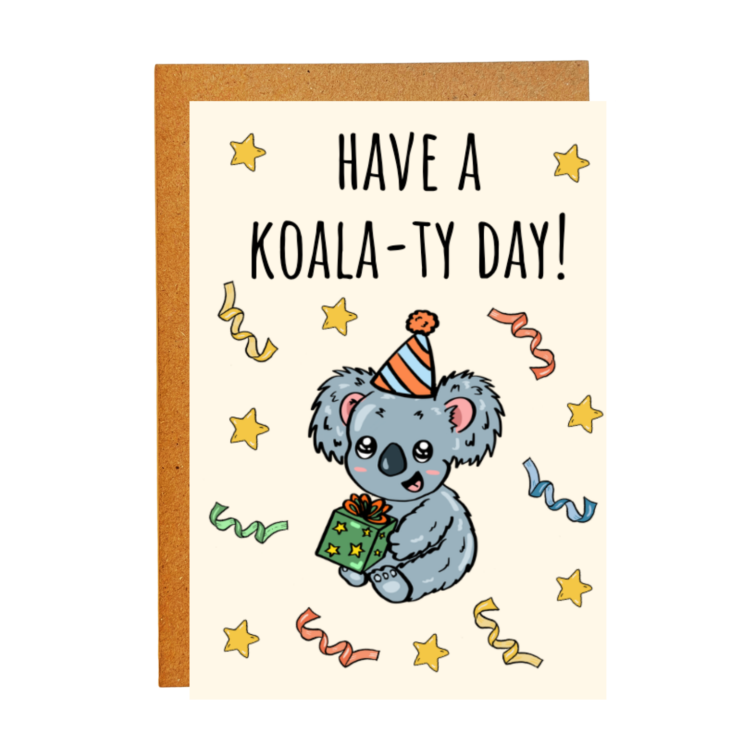 HAVE A KOALATY DAY cream STICKER CARD
