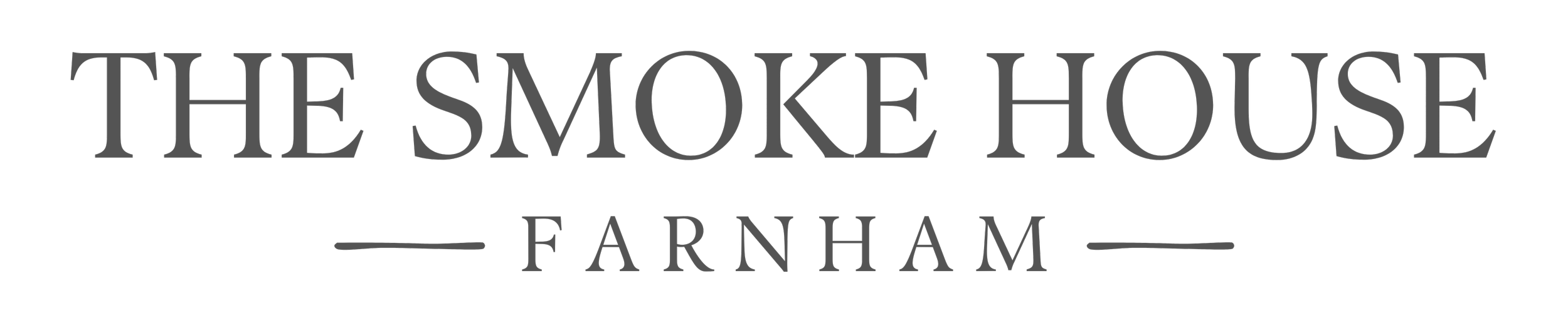 The logo of The Smoke House Farnham in black and gray lettering.