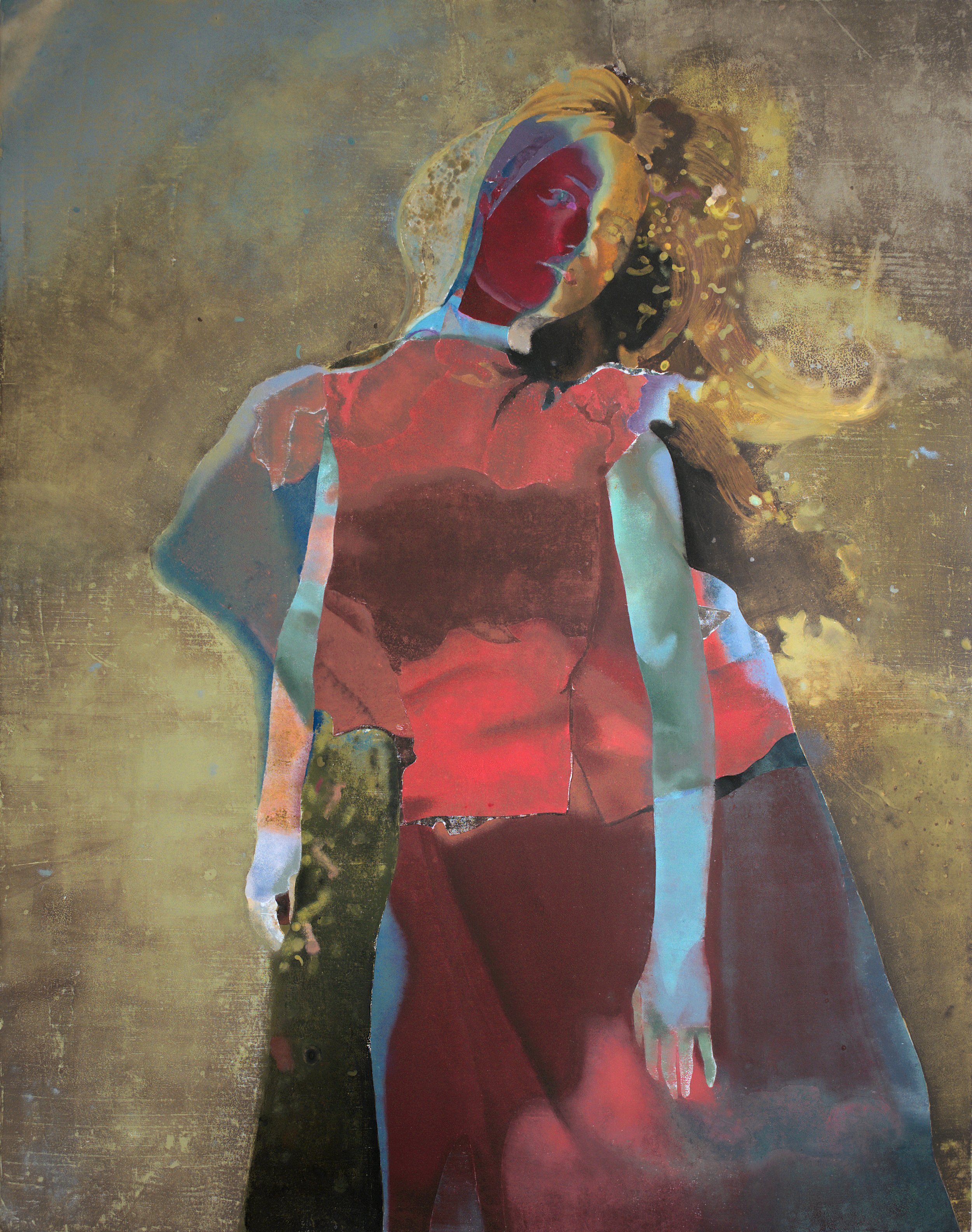 BLUSH 80×100cm Paint and Monotype on Plywood 