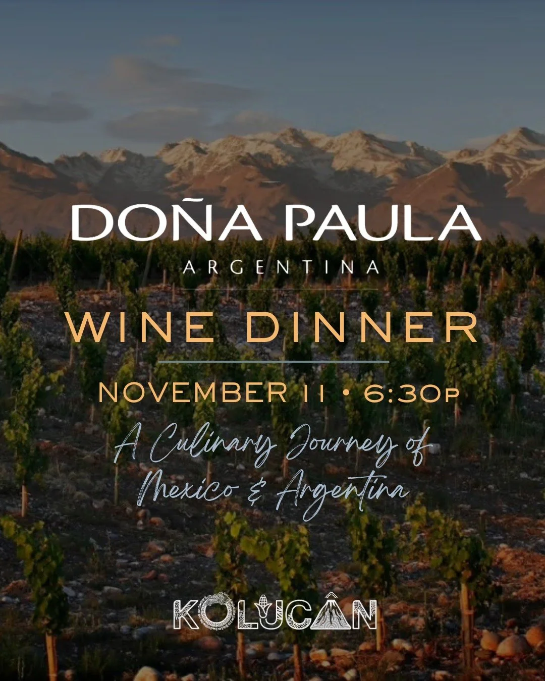 Join us for an unforgettable evening as Chefs and Proprietors Gino Calleja and Jos&eacute; Rojas take you on a culinary journey through Mexico and Argentina. 🇲🇽🍷🇦🇷

Enjoy a four-course dinner celebrating the bold flavors of Mexico paired with th