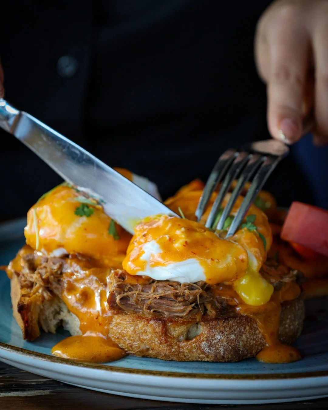 Your new weekend favorite: Huevos Benedictinos.
Poached eggs, birria, chipotle hollandaise, Spanish-style home fries.
Brunch at Kolucan every Saturday &amp; Sunday from 11&ndash;3.