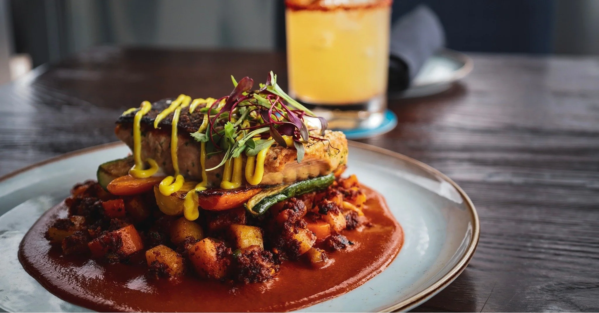 It&rsquo;s Friday &mdash; join us at Kolucan.
Enjoy our Salmon Tampique&ntilde;o with guajillo mole and fresh herbs, or Camarones al Ajillo saut&eacute;ed with garlic, chile de &aacute;rbol, and white wine.
Crafted cocktails and Mexican wines await.
