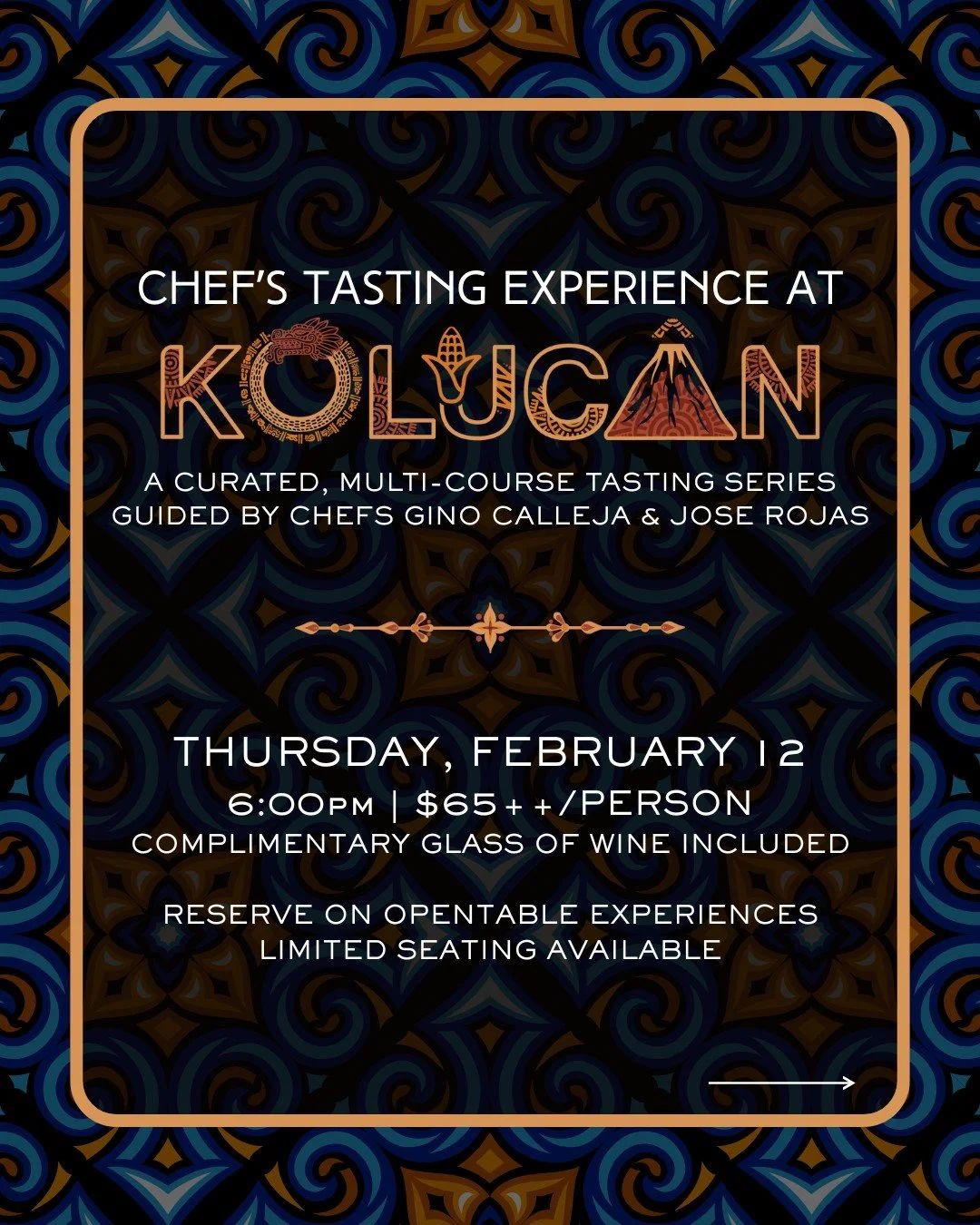 Before the Valentine&rsquo;s Day crowds&hellip; slip into something more intimate.
Introducing the first Chef&rsquo;s Tasting Experience at Kolucan &mdash; a curated, multi-course evening guided by Chefs Gino Calleja &amp; Jose Rojas.

✨ Thursday, Fe