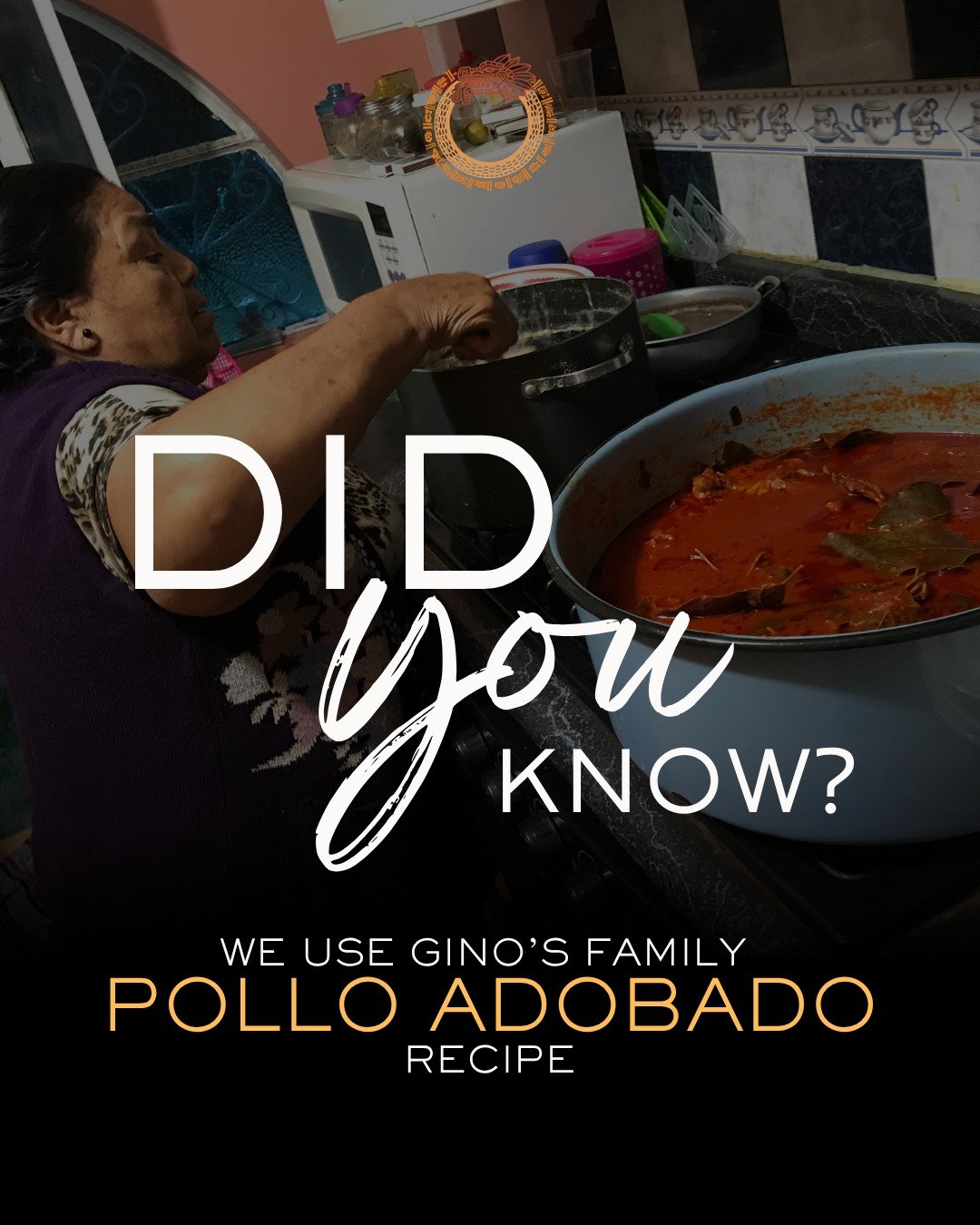 From Do&ntilde;a Reyna&rsquo;s kitchen to ours.

Our Pollo Adobado starts with her recipe&mdash;passed down, perfected over time, and still at the heart of what we do.

We honor those roots with every plate, bringing bold, traditional flavor to the t