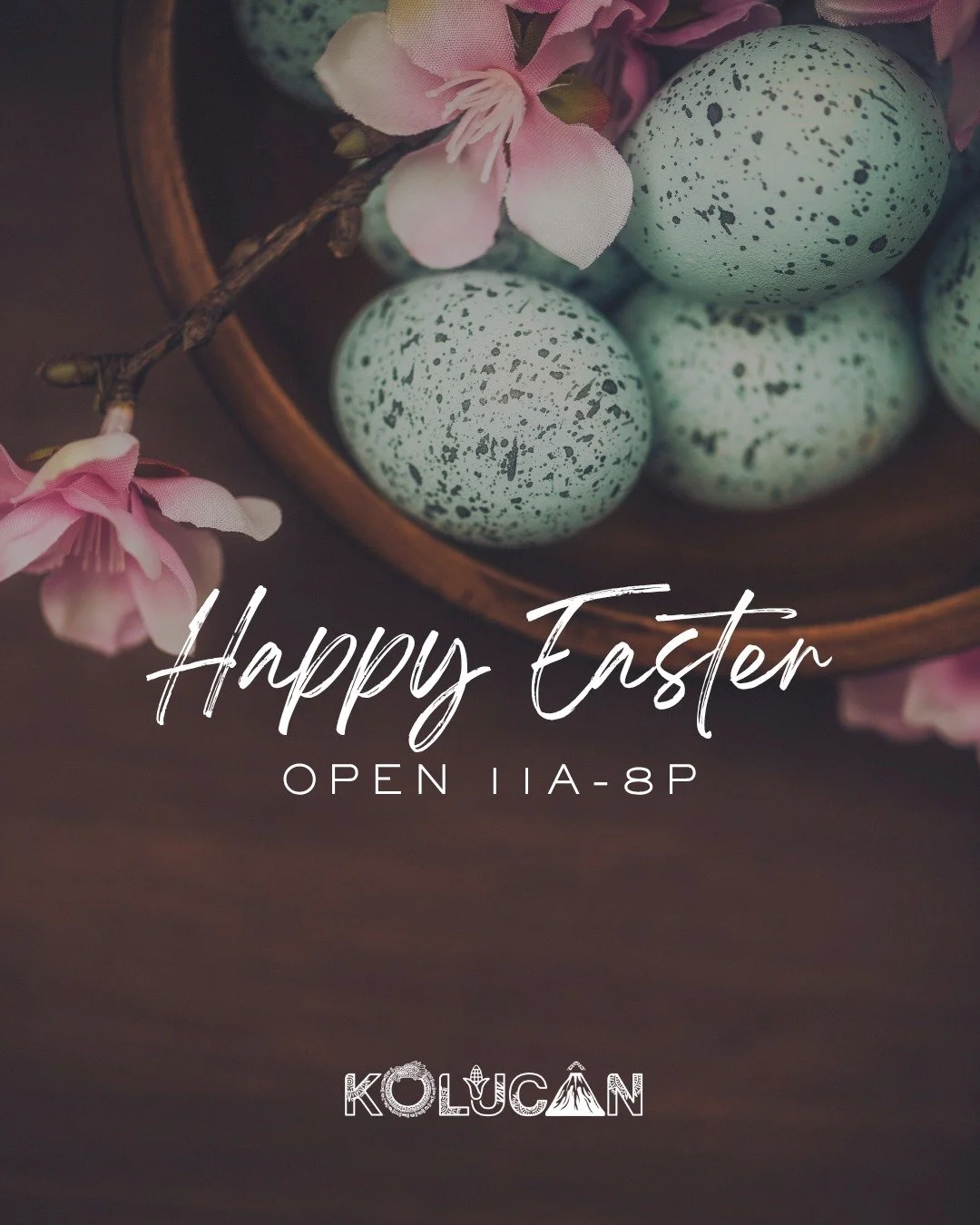 Happy Easter from all of us at Kolucan! 🌸

We&rsquo;re open today 11A-8P. Come celebrate with us.