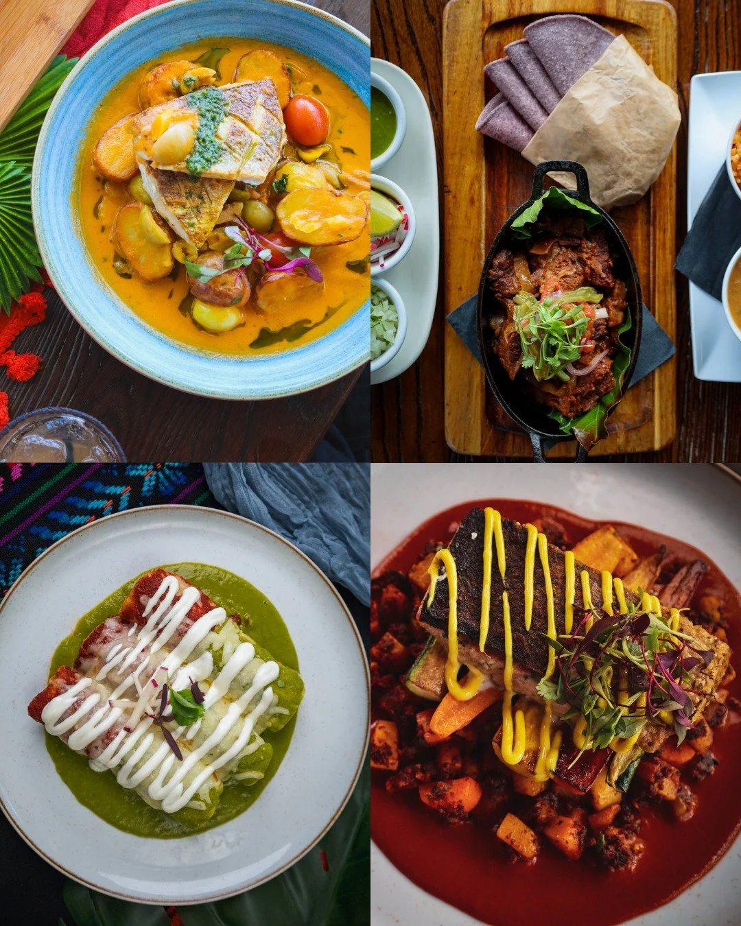 You can only pick one for dinner. What's your choice?

&bull; Huachinango a la Veracruz
&bull; Beef Barbacoa
&bull; Enchiladas Divorciadas
&bull; Salmon Tampique&ntilde;o