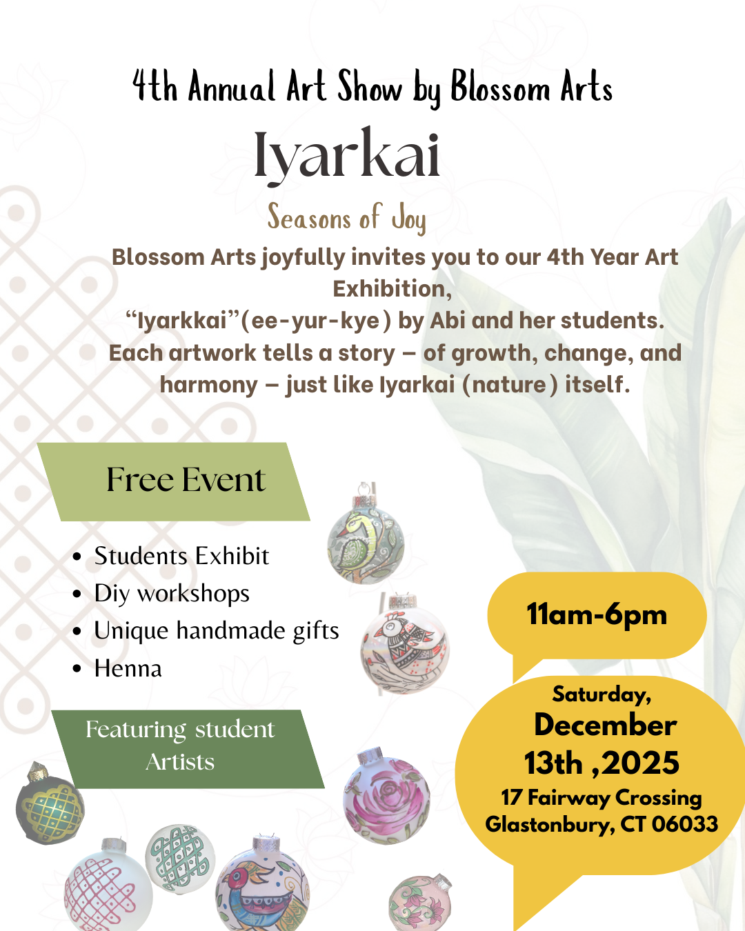 Iyrakai -4th Year Annual Art Show &amp;Holiday Fair