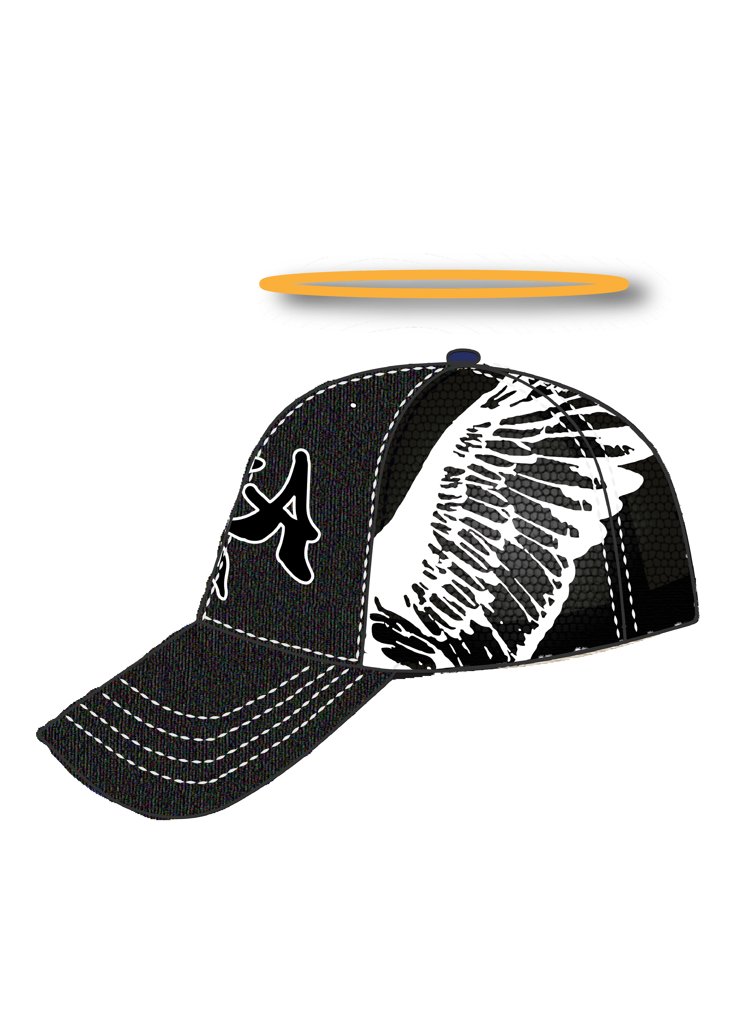 Winged Crown - Black Denim