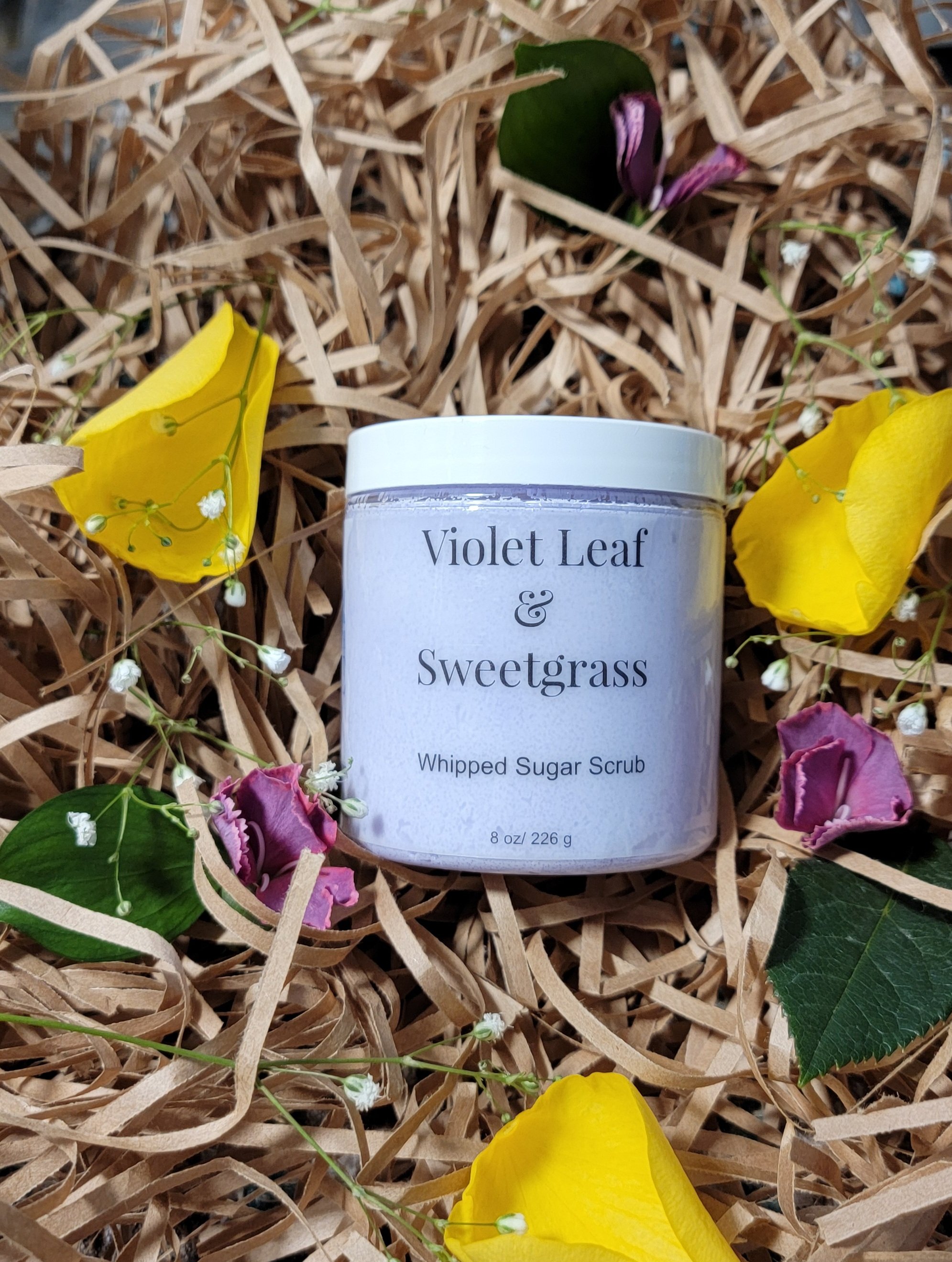 Violet Leaf & Sweetgrass 8oz Sugar Scrub.jpg