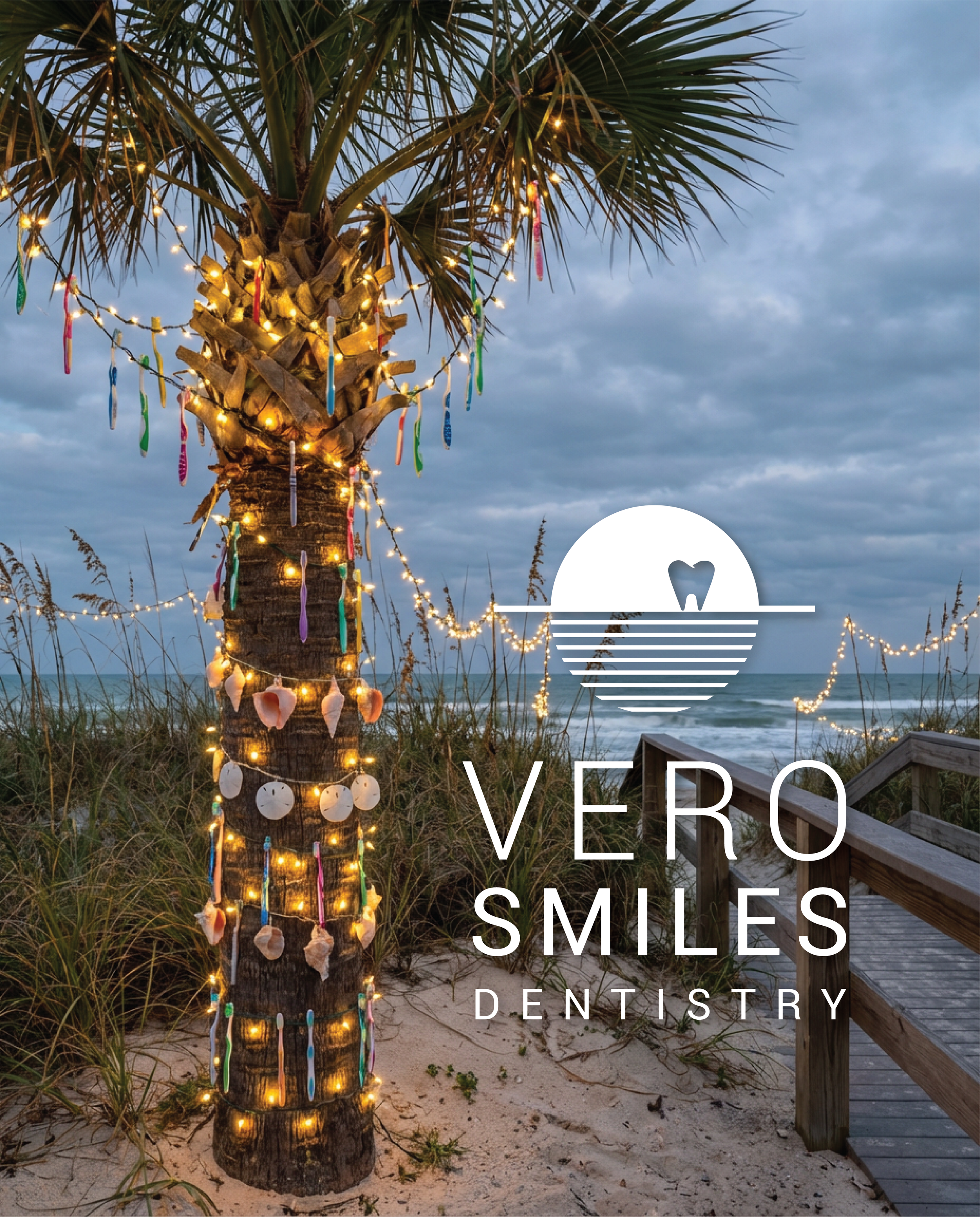 Christmas Palm Tree With Toothbrushes and Lights