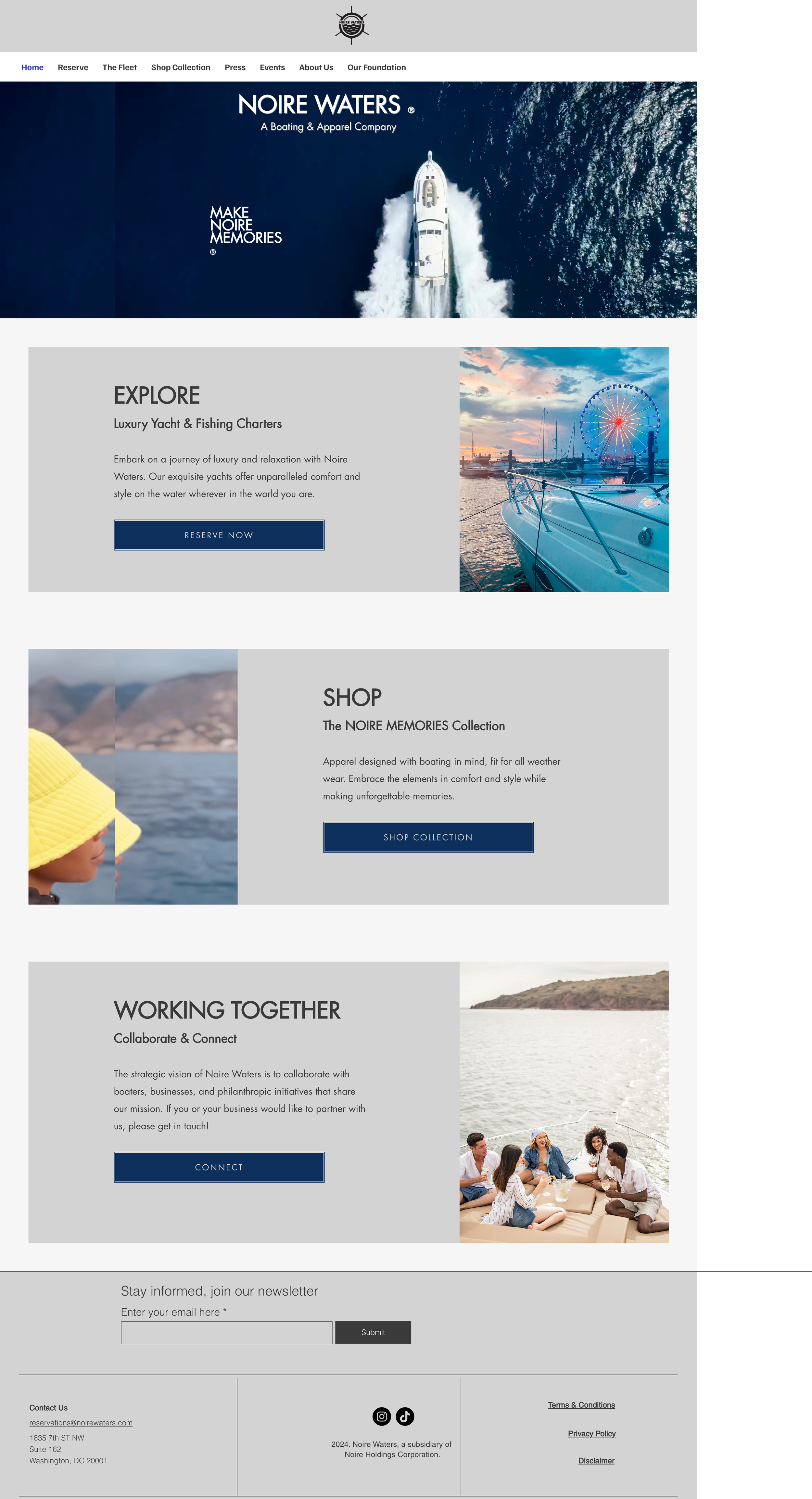 Original homepage for Noire Waters