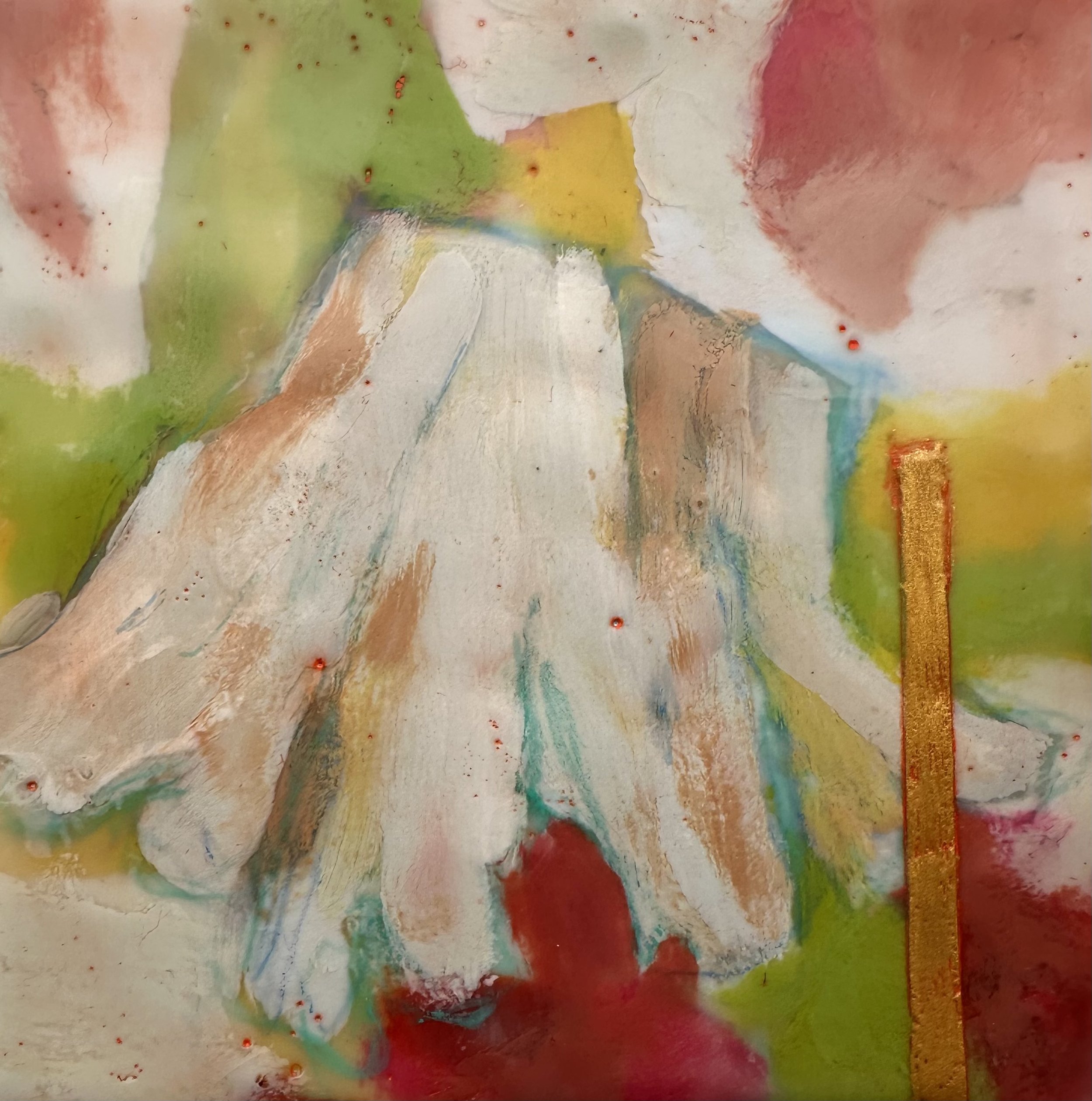 Beach Dream 1, encaustic, 6”x 6”