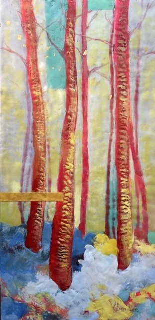Soaring, encaustic, 22” x 10”