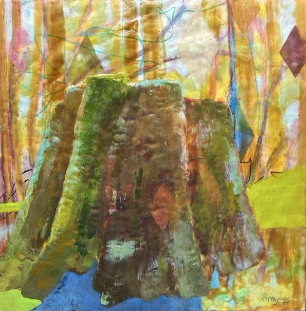Fascination, encaustic, 16” x 16”