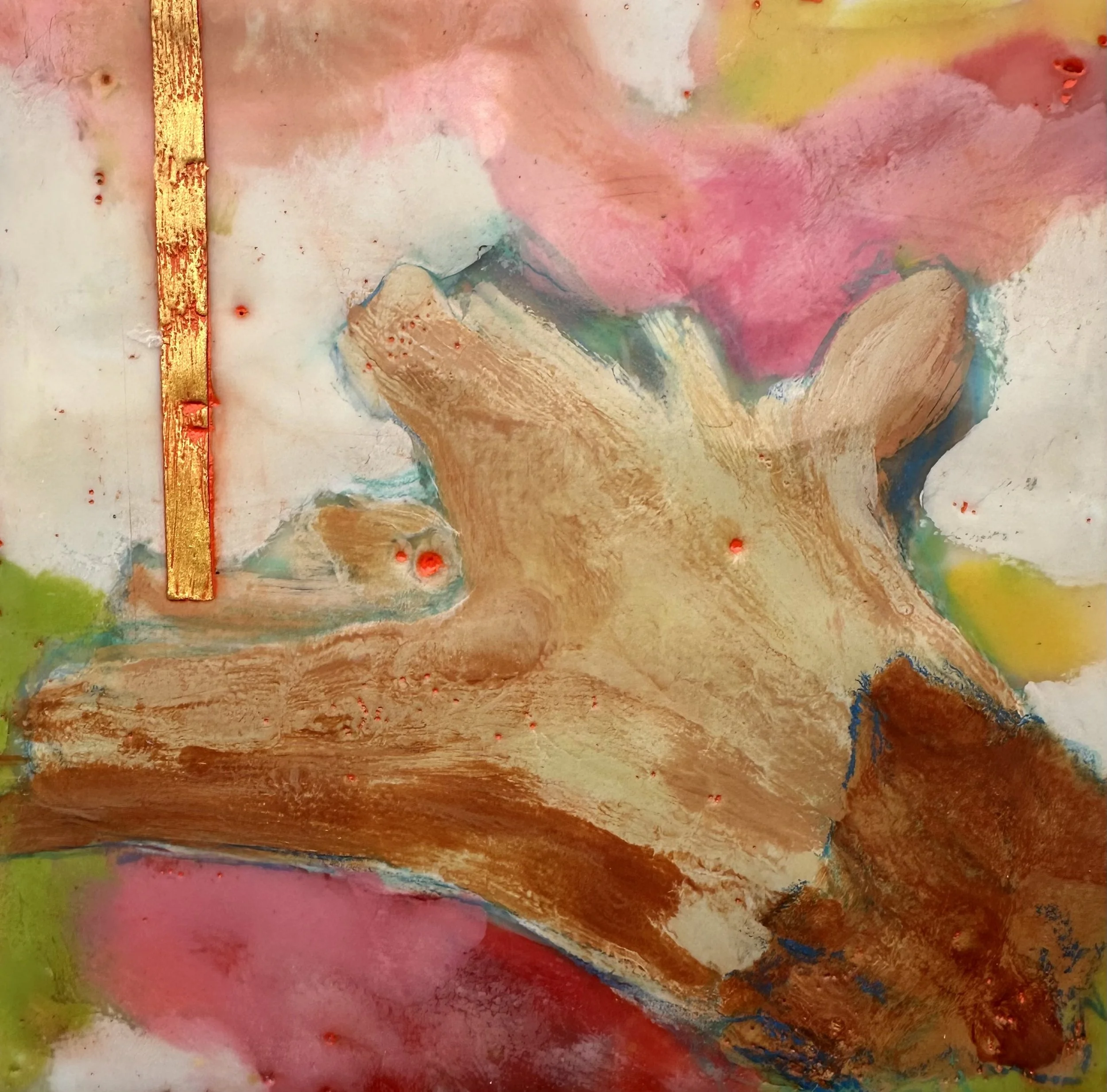Beach Dream 2, encaustic, 6” x 6”