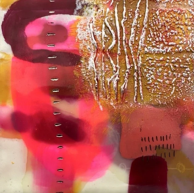 Happy Happy, encaustic, 6”x6”