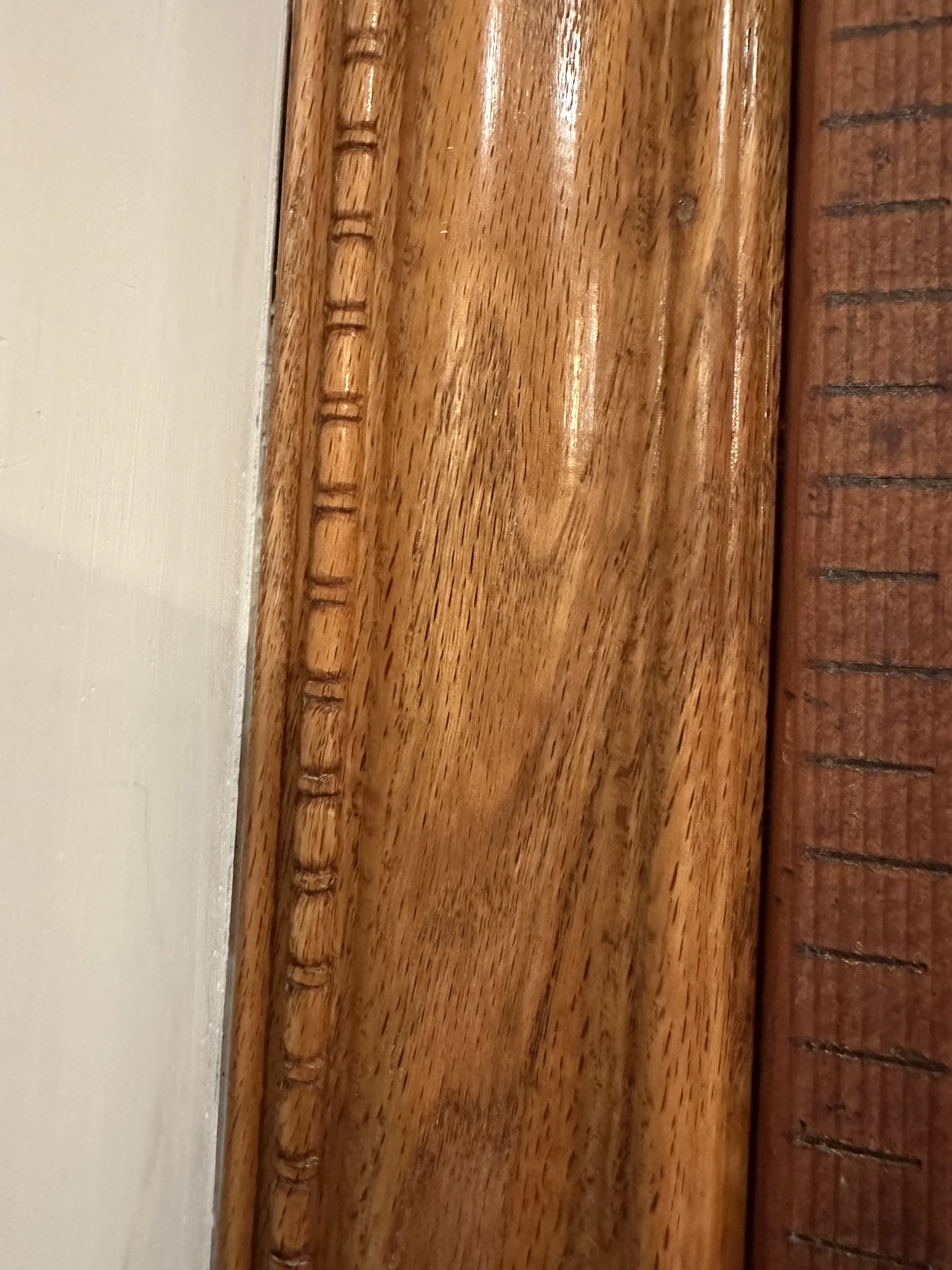After: 
A before and after of a Brickmold  I cleaned with a small, stiff brush. My mentor was please with the thoroughness, and also encouraged me to not get too lost in the details that I run out of time for the next task. I enjoyed using a small ha