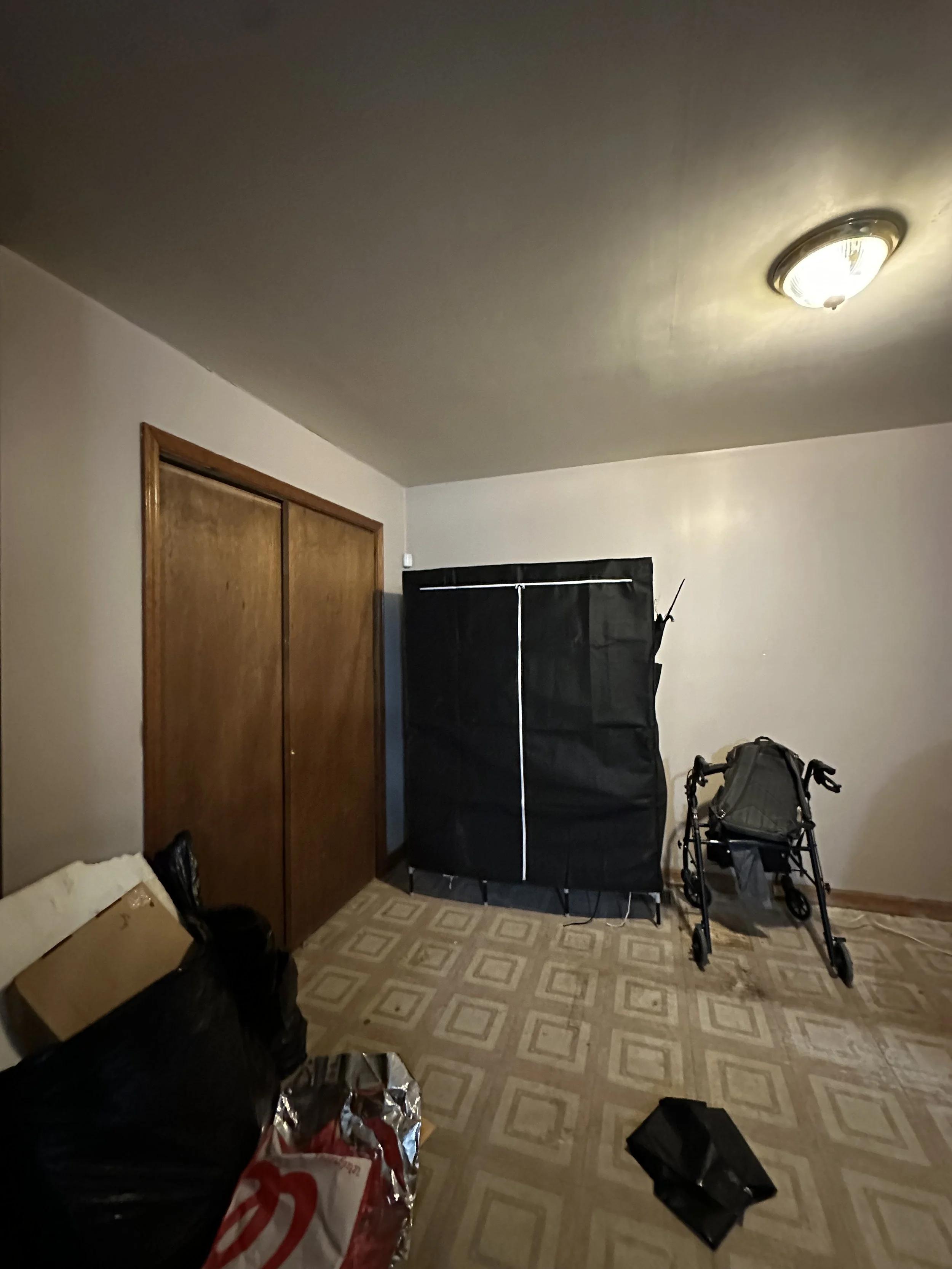 My grandmother in- laws home in South Shore. Her closet had been off the hinges for a long time. The floor has shifted over the years, and the tracts were no longer reaching properly. I used a drill to open the floor piece, measured a few pieces of c
