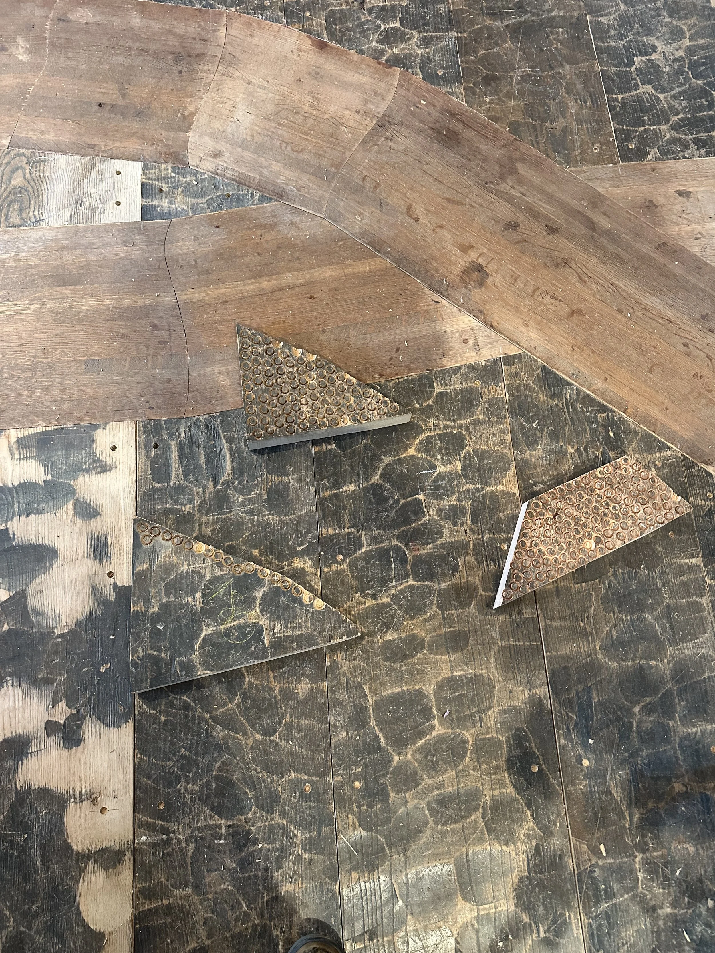 I had a learning curve with all of my projects in the early months of my apprenticeship. In this one, each species responded differently to being cut in the drill press. Some would burn and change color, some would break more easily. With installing,