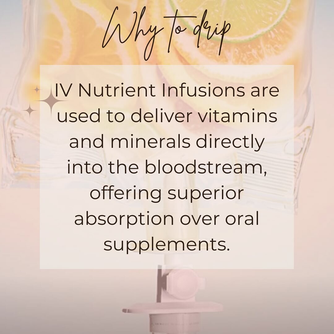 Feeling drained? 💧 Sometimes, our bodies need a little extra boost, especially during busy times or when fighting off illness. 

☀️Vitamin nutrient infusions provide a direct dose of essential nutrients, helping to replenish and revitalize from the 