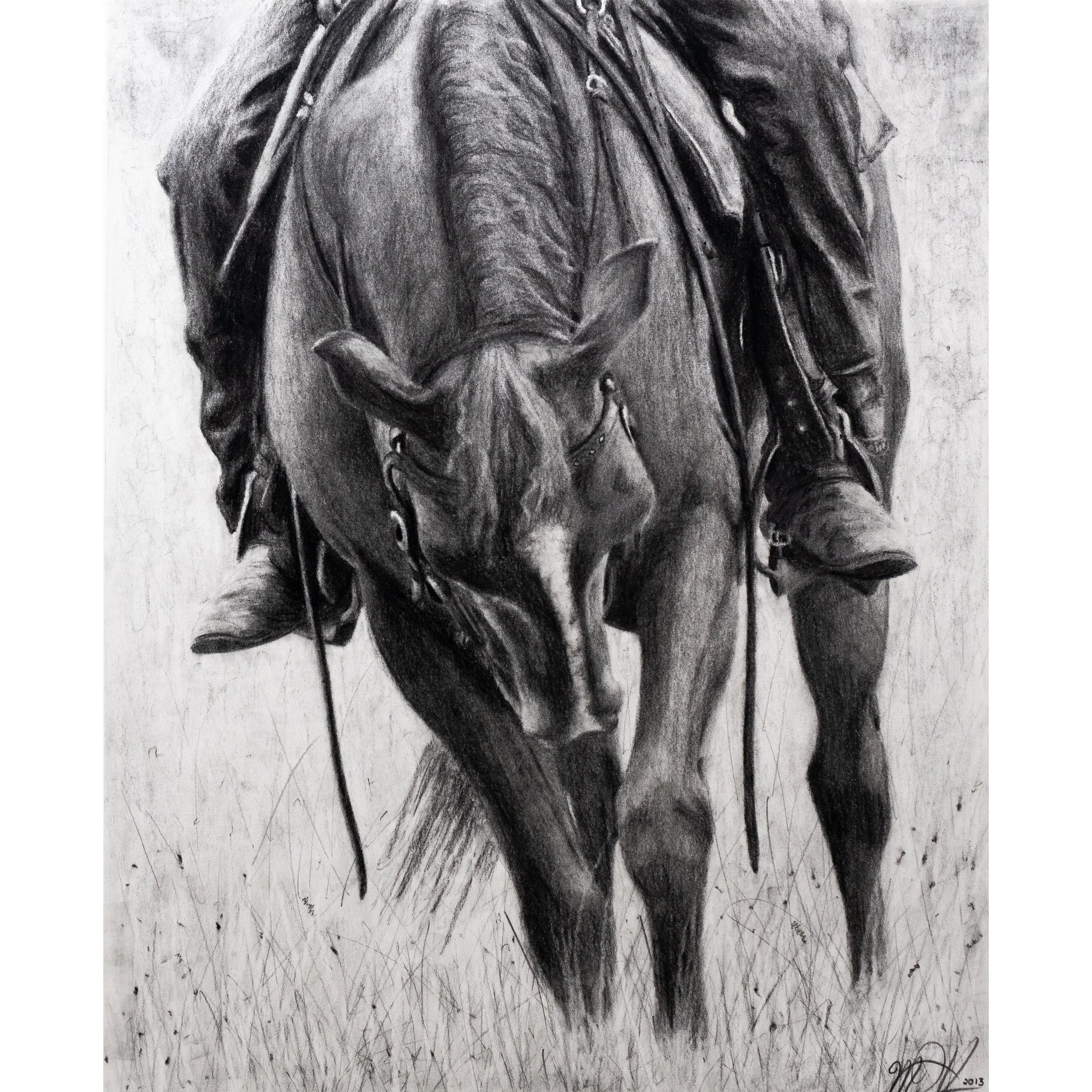 Horse and Rider - Original Pencil Drawing
