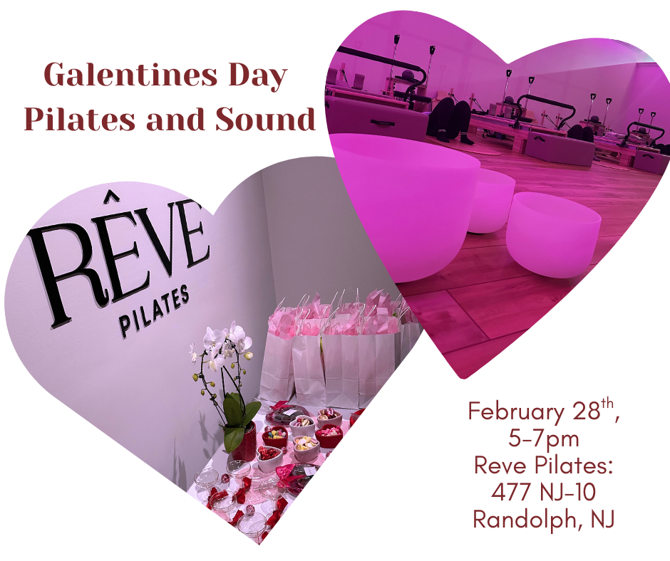 Pilates studio with gift bags and goodies on table