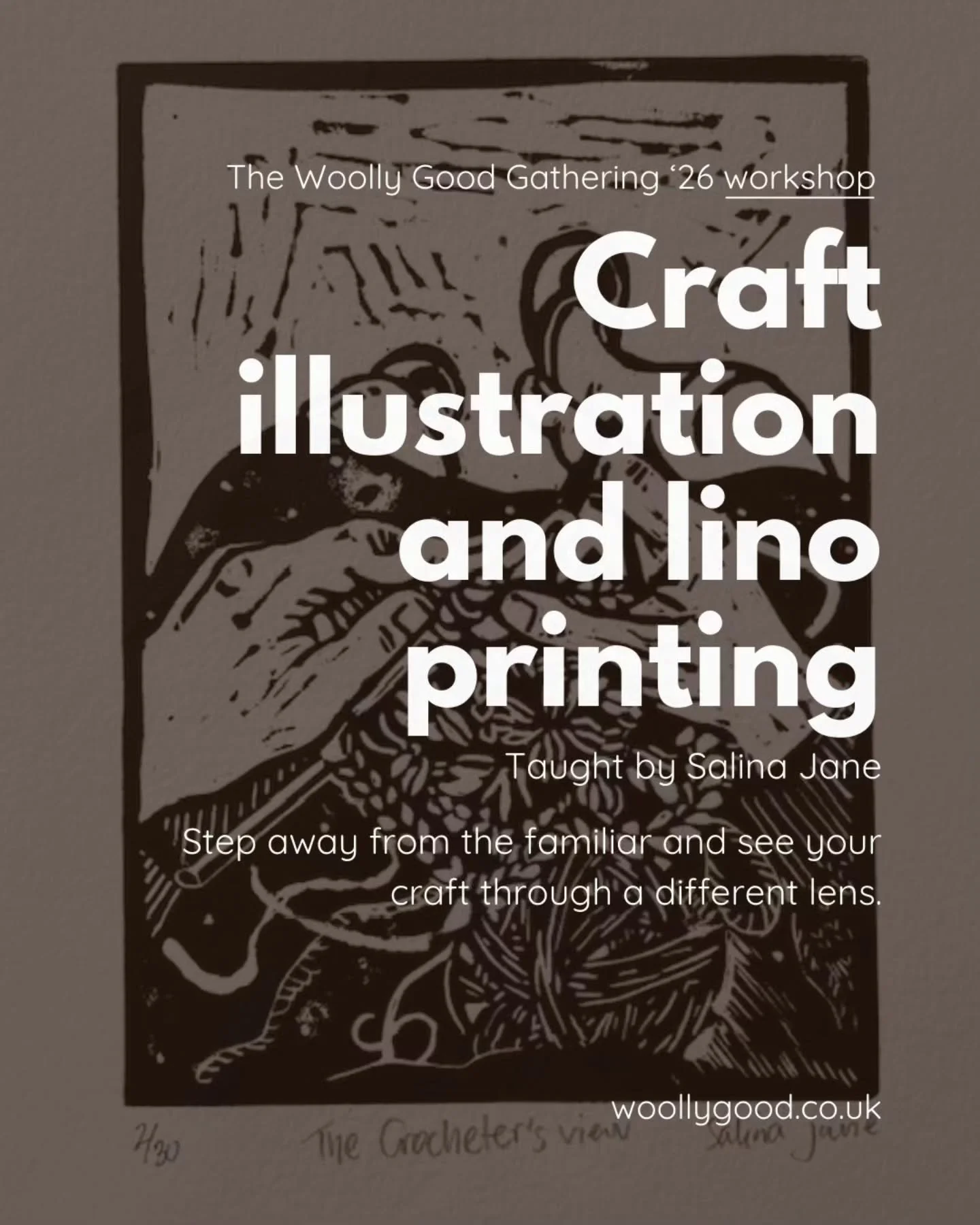 ✨ The Woolly Good Gathering '26 workshop ✨
 
A gentle, hands-on workshop with artist Salina Jane @salinajaneart invites you to slow down and explore drawing through lino printing. Using simple relief print techniques, you&rsquo;ll translate making in