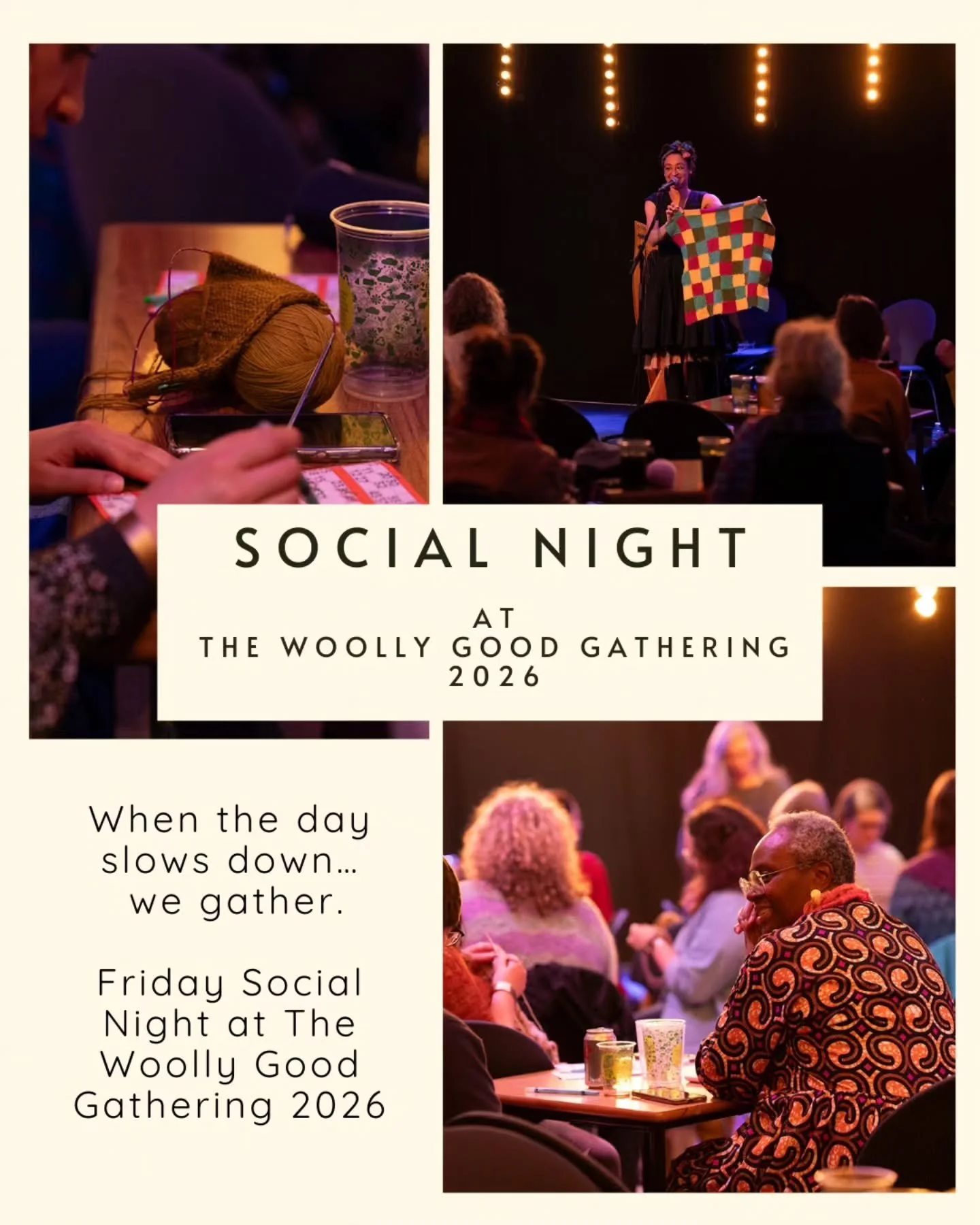 🧶The Woolly Good Social Night 🧶
When we first imagined the Woolly Good Gathering, we always knew Friday night had to be special.

Not loud.
Not rushed.
But warm. Intentional. Story-filled.

Food is included in your ticket, drinks are available to p