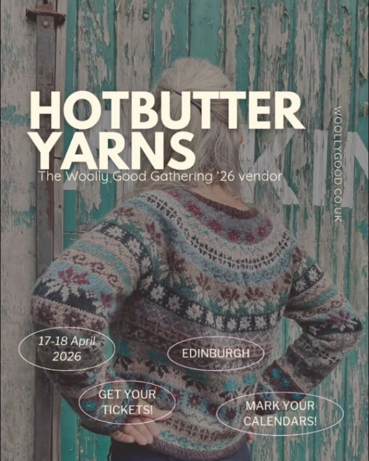 🧶The Woolly Good Gathering &rsquo;26 Vendor🔆

✨ HotButterYarns @hotbutteryarns

Jaki Bogg is the maker behind HotButterYarns &mdash; designing garments and accessories, and dyeing the yarn they&rsquo;re created from.

Her hand-dyed yarns are carefu