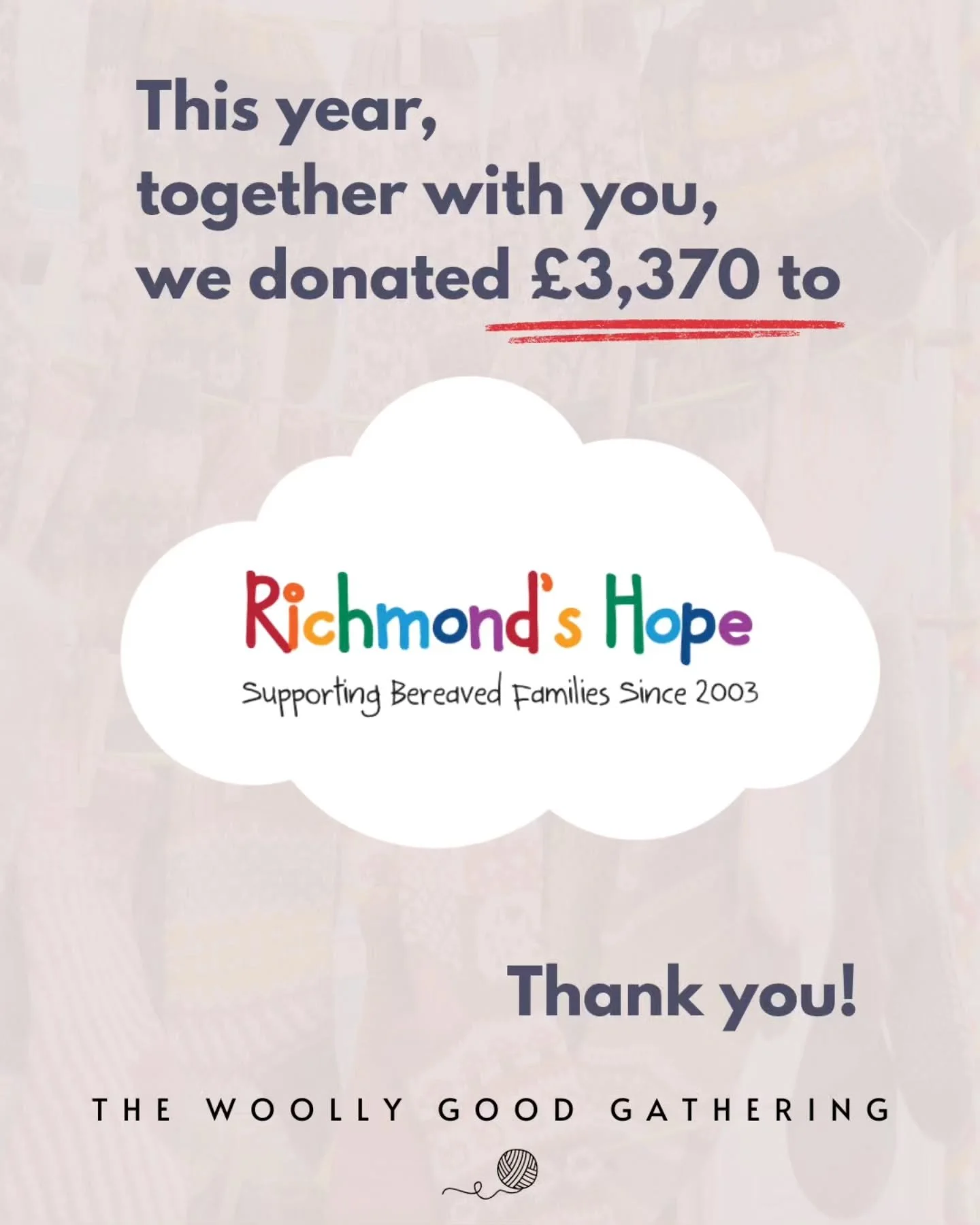 🤍THANK YOU🤍

This year, together with you, we raised &pound;3,370 for Richmond&rsquo;s Hope @richmondshope 

This support will go directly towards helping bereaved children and young people find a safe space to process grief, to feel understood, an
