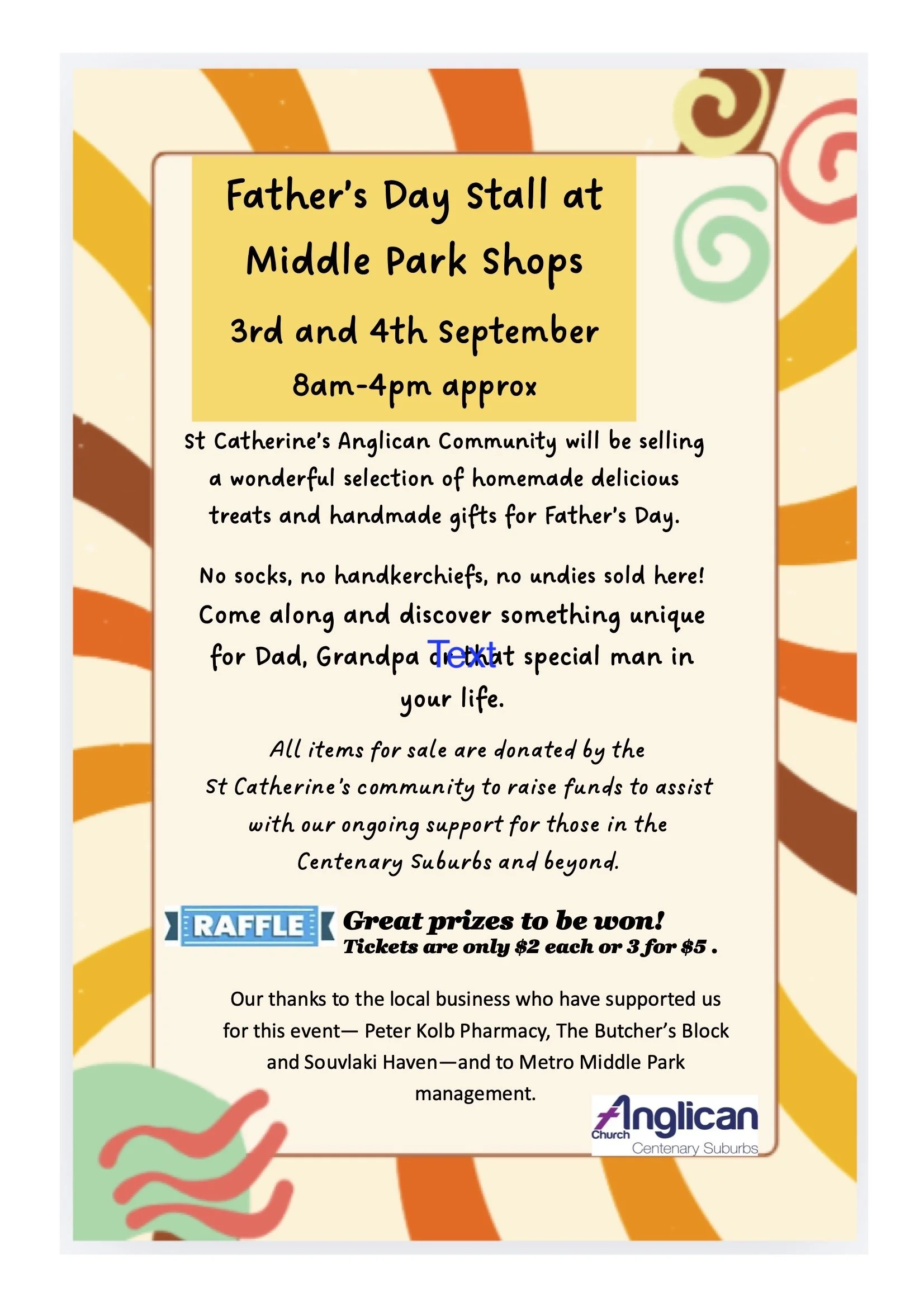 Father's Day Stall - Thursday 3 - Friday 4 September
