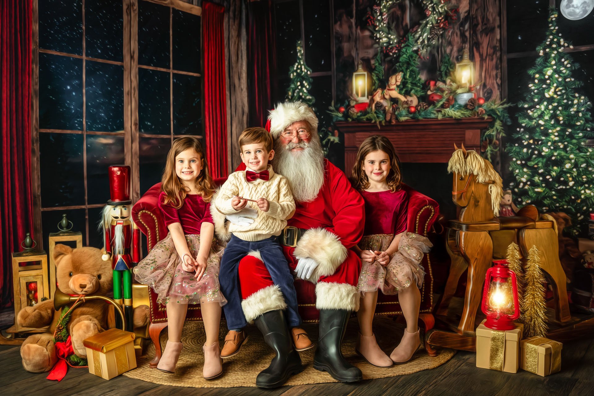 Christmas, photo album or kids with a senior woman and children looking at  photographs during festi Stock Photo by YuriArcursPeopleimages