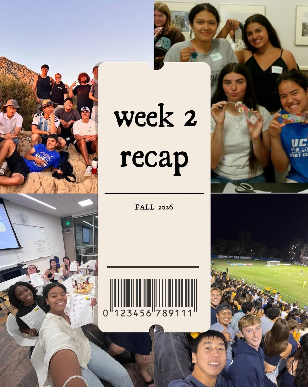 week 2 recap! lots of connect crew events and hangouts this week! ☀️