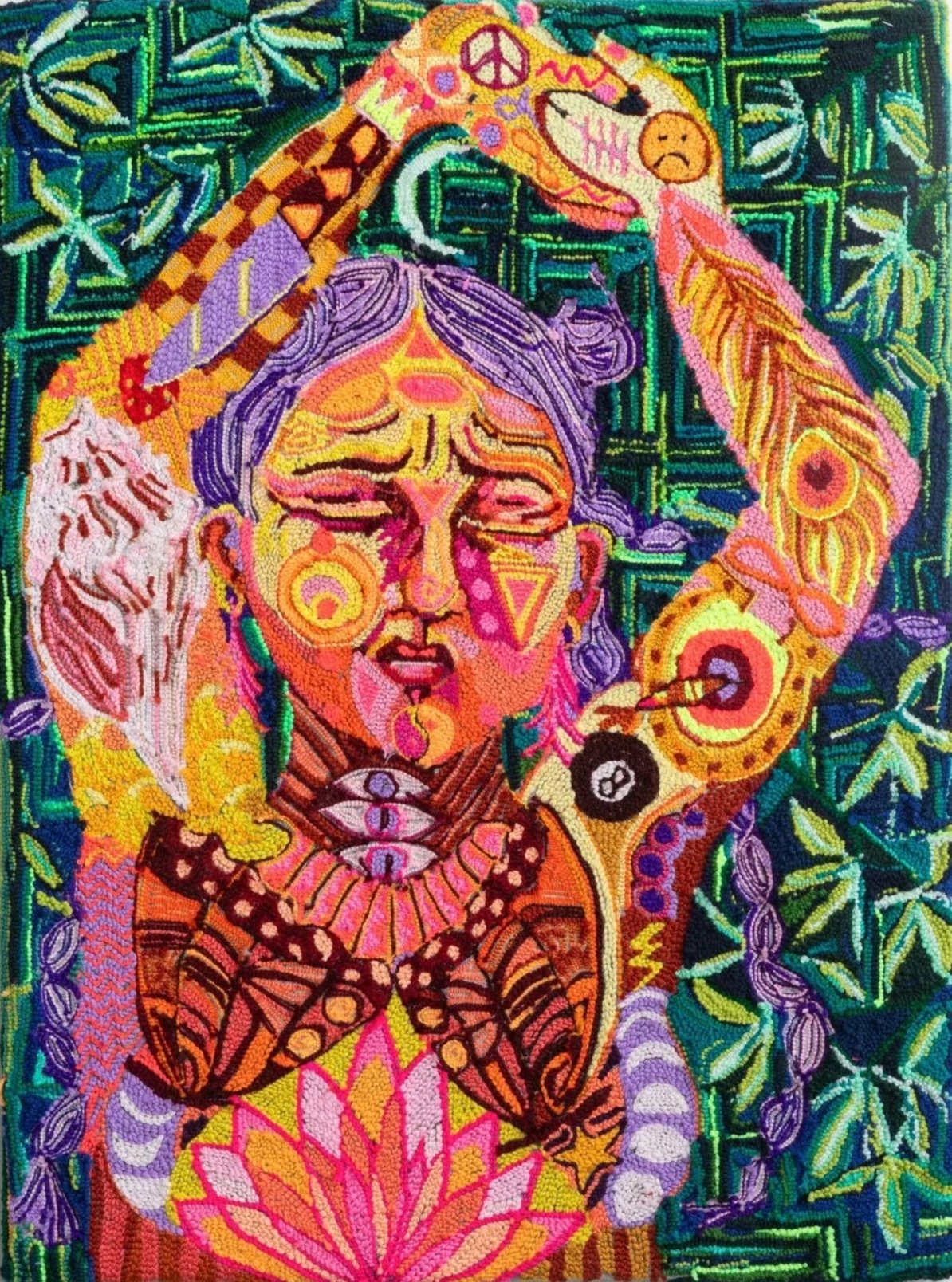 Liv Aanrud|Exhaustion|2025|Hand Punched Yarn on Monkscloth|38x28 Inches