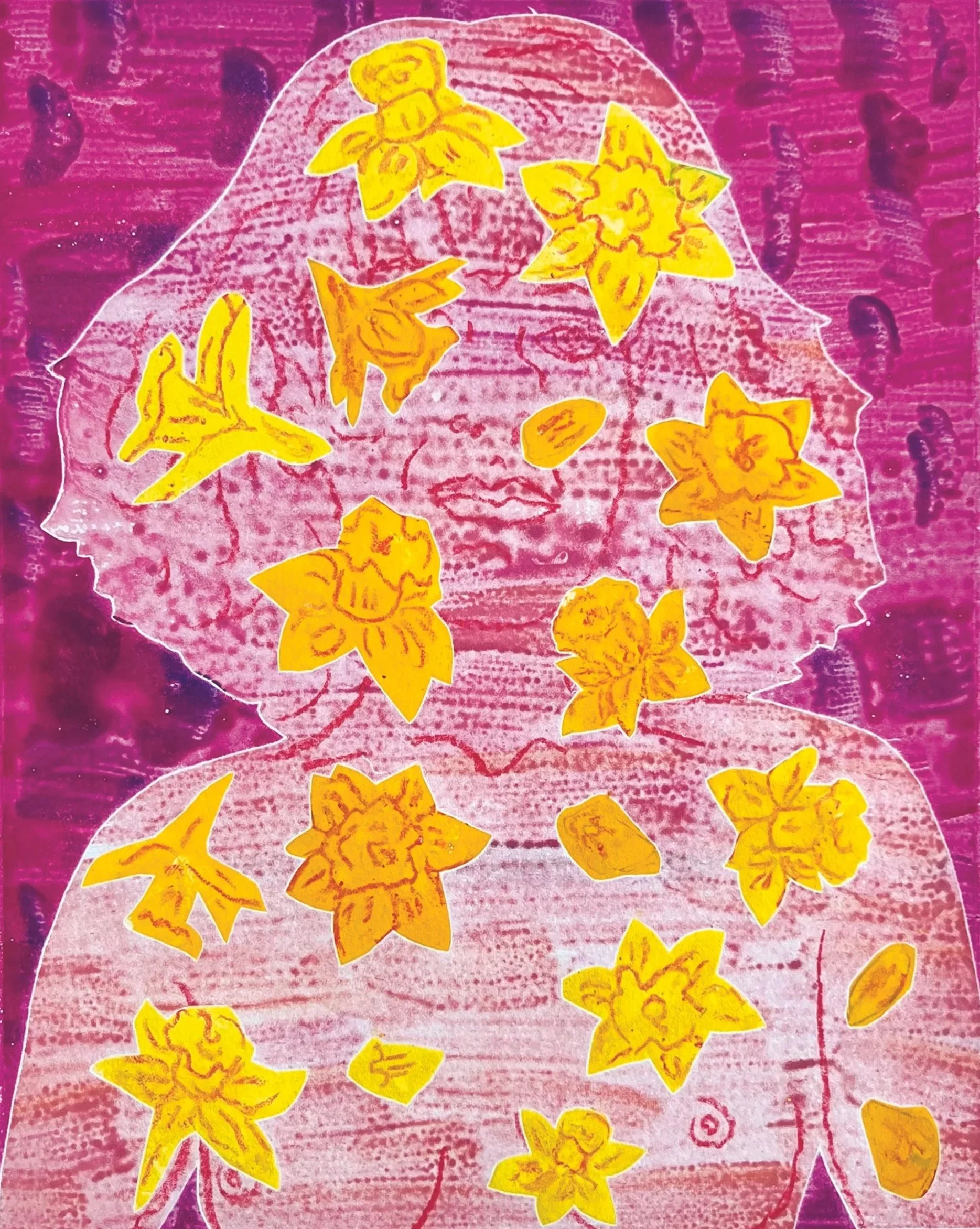 Julia Curran|Bloom|2025|Monoprint on Paper|15x11 Inches