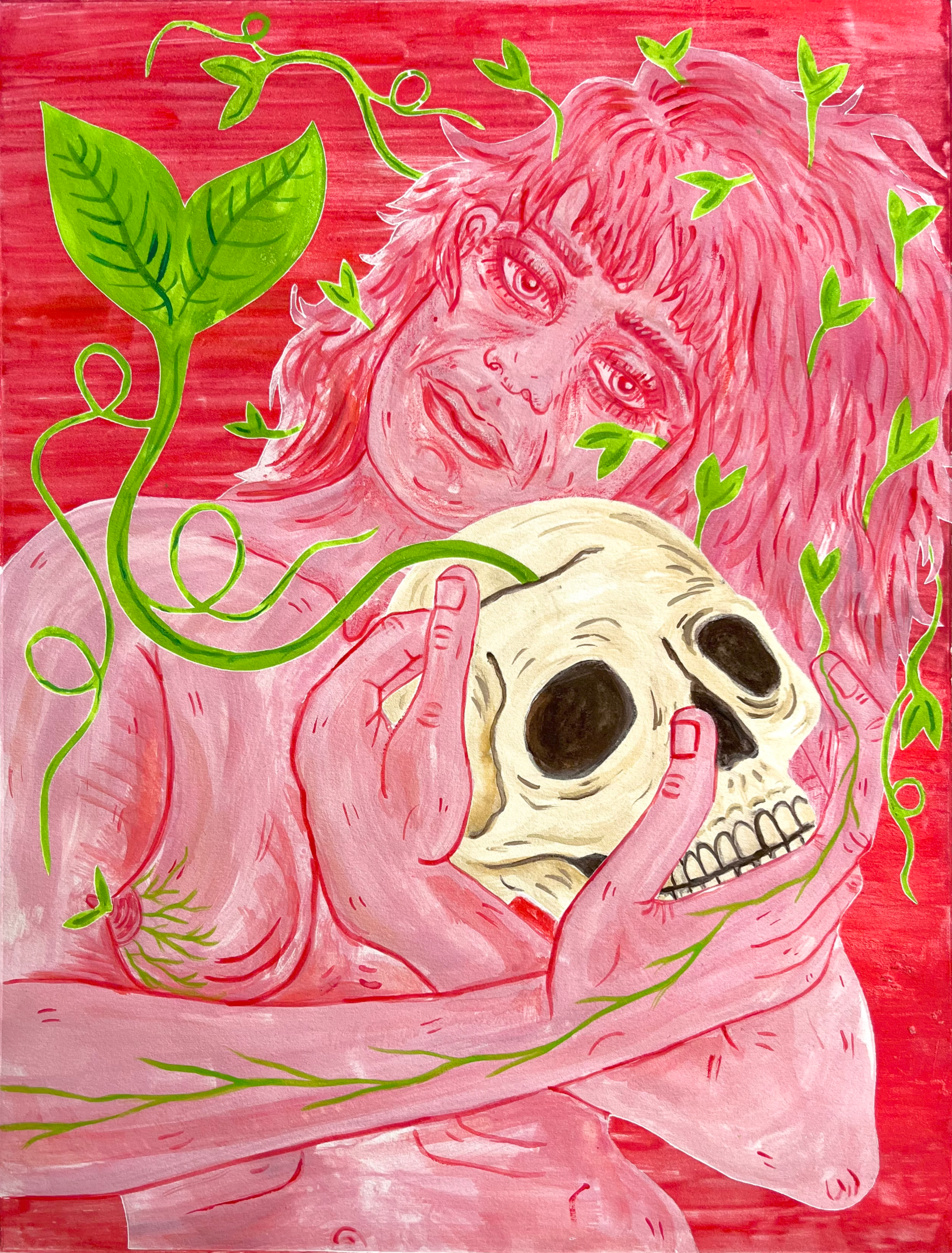 Julia Curran|Keeper of the Seed (red)|2025|Monoprint on Paper|15x11 Inches
