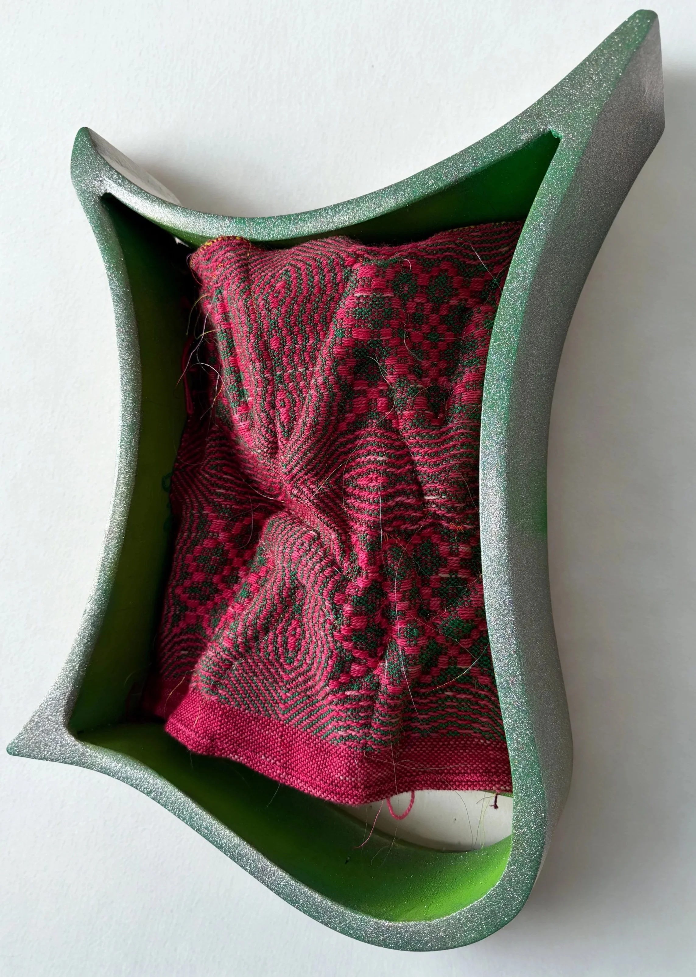 Emily Silver|You Heard Me (side view)|2026|Cotton, wood|15x15x3 Inches