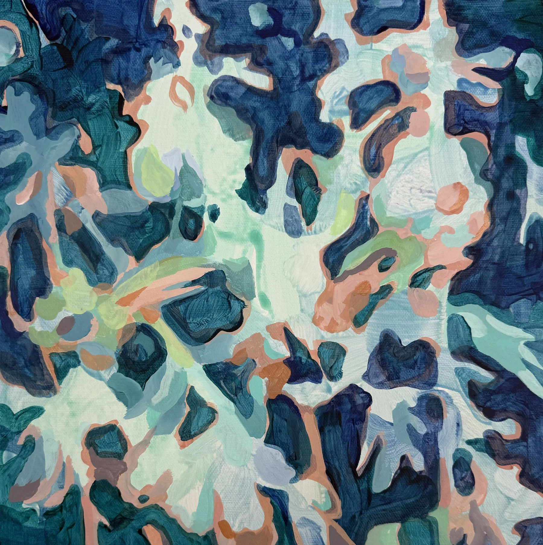 Amanda Mears|Plant Portrait - Hollyhocks|2025|Acrylic on Canvas|12x12 Inches