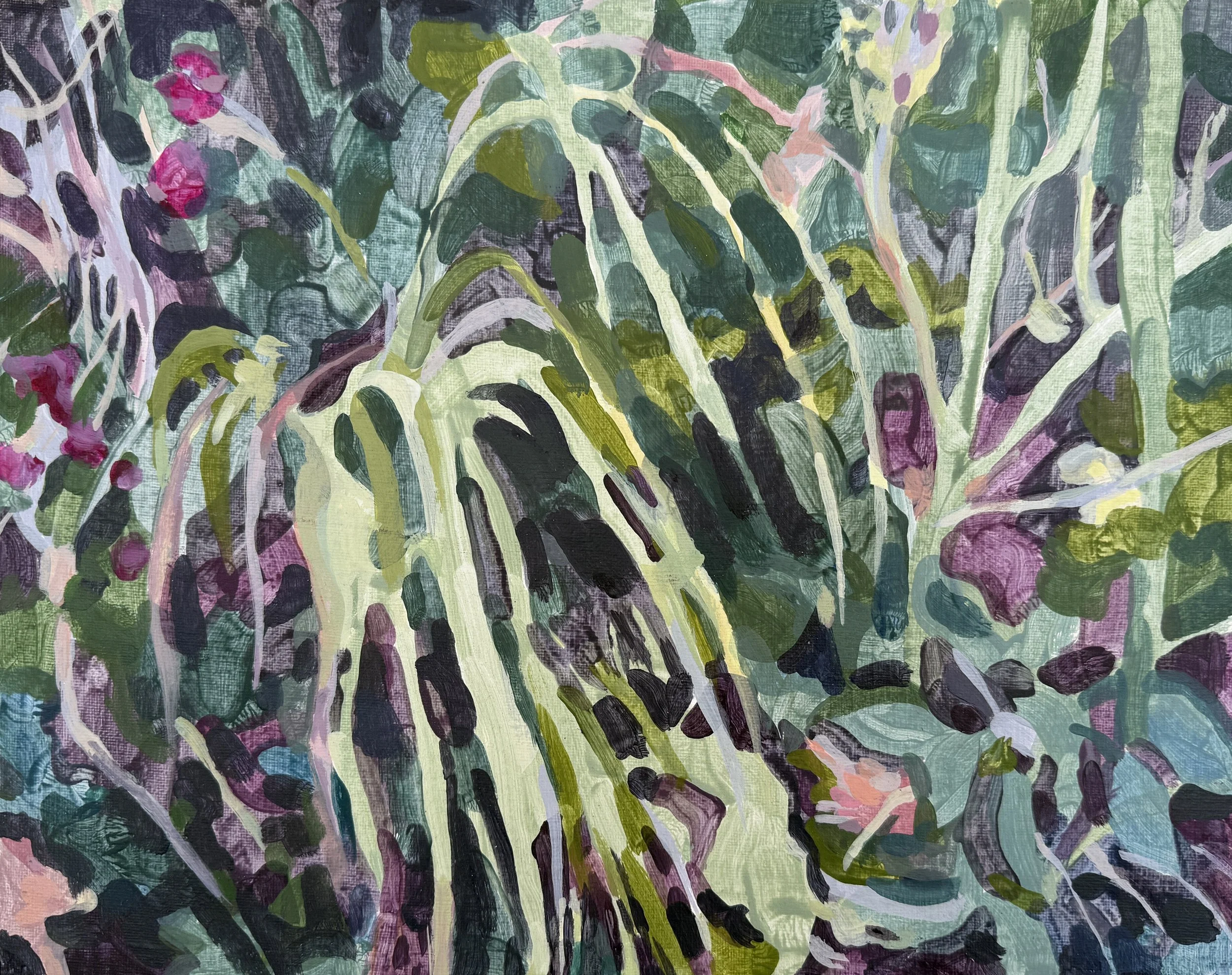 Amanda Mears|Spring #5 - Devon Hedgerow|2023|Acrylic on Canvas Panel|14x11 Inches