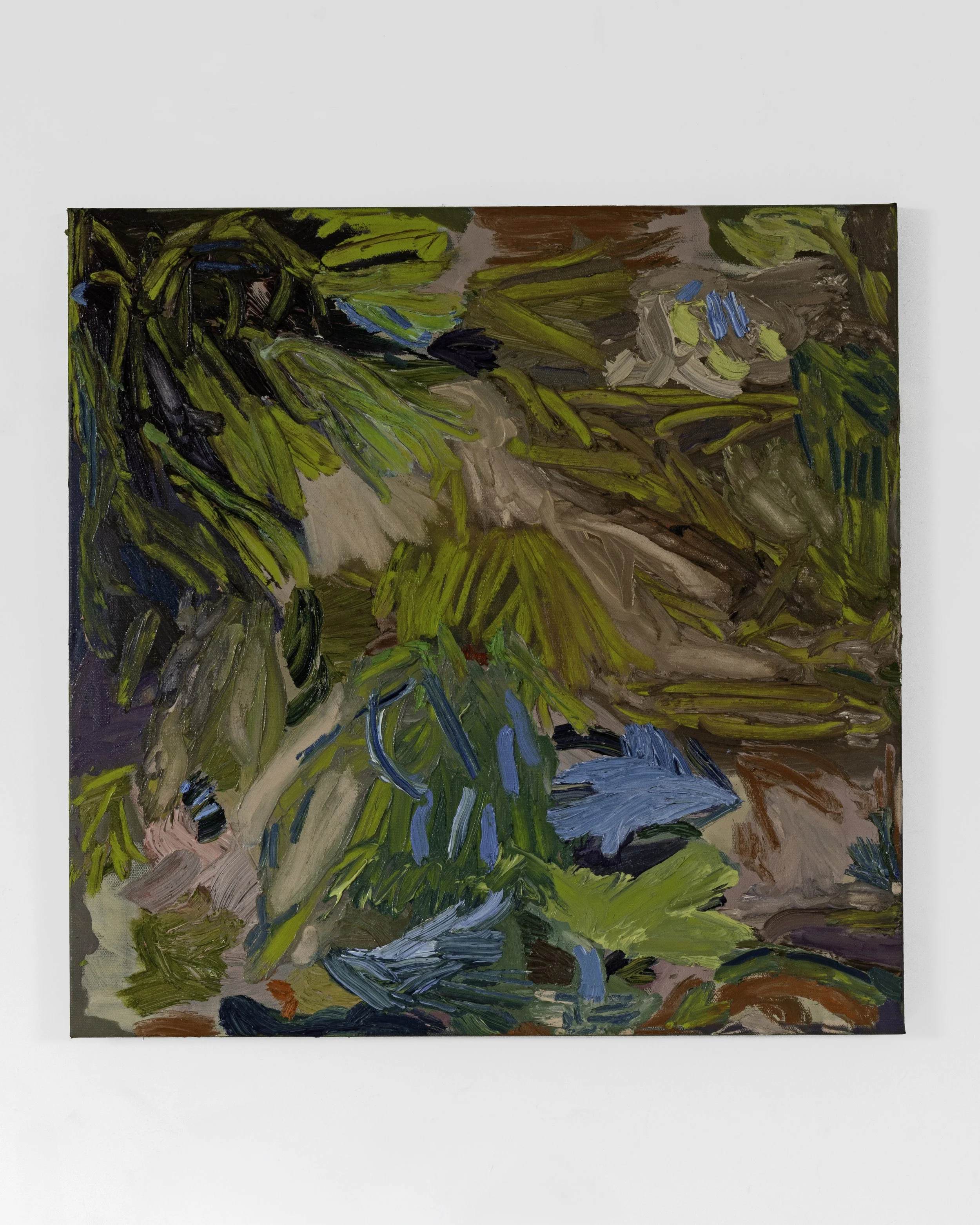 Mary Lynn Burke|Out Of The Blue|2026|Cyanotype, Acrylic Gesso, Oil and Oil Stick on Canvas|20x20 Inches