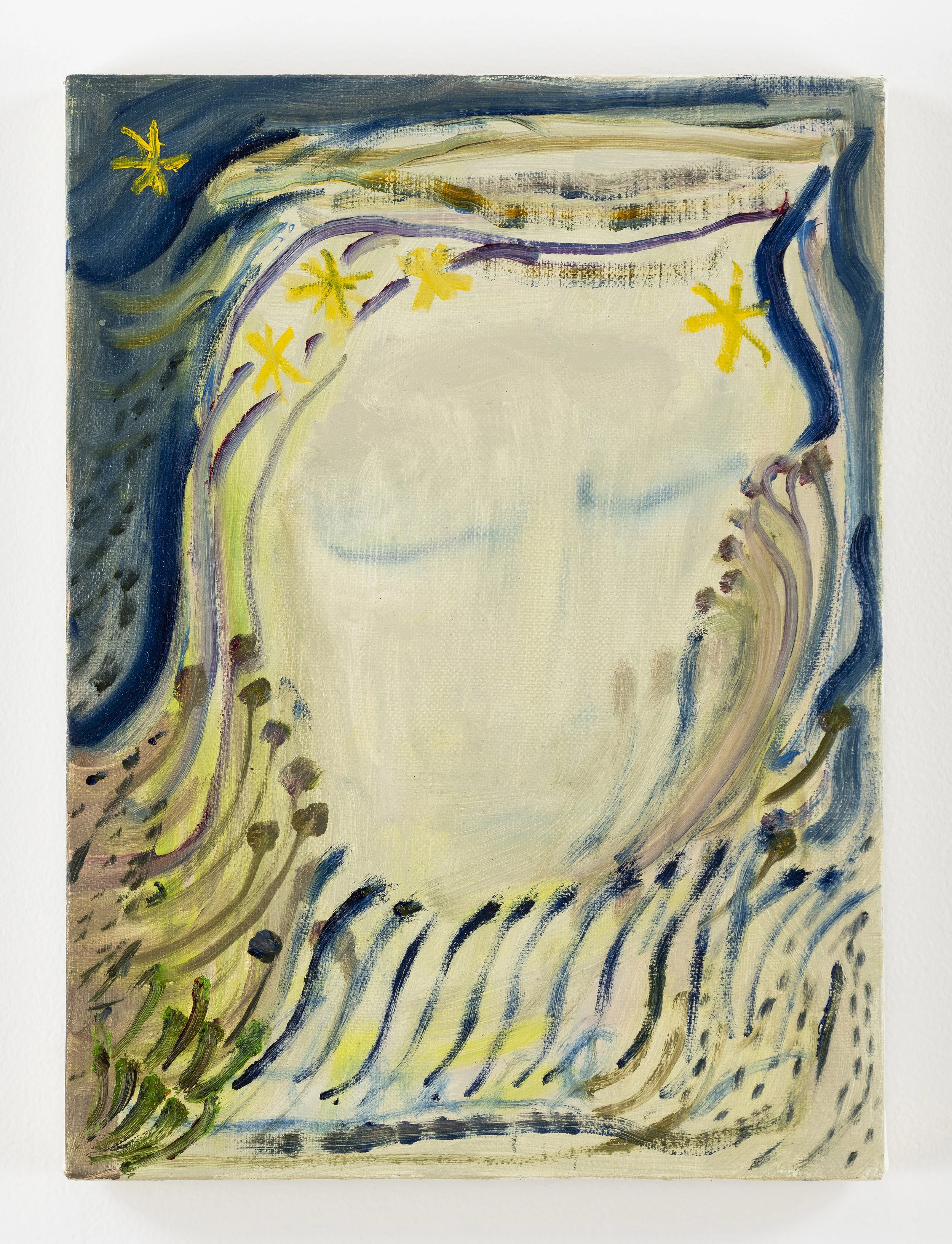 Julia Schwartz|Garden Face Night|2025|Oil on Linen|9x12 Inches
