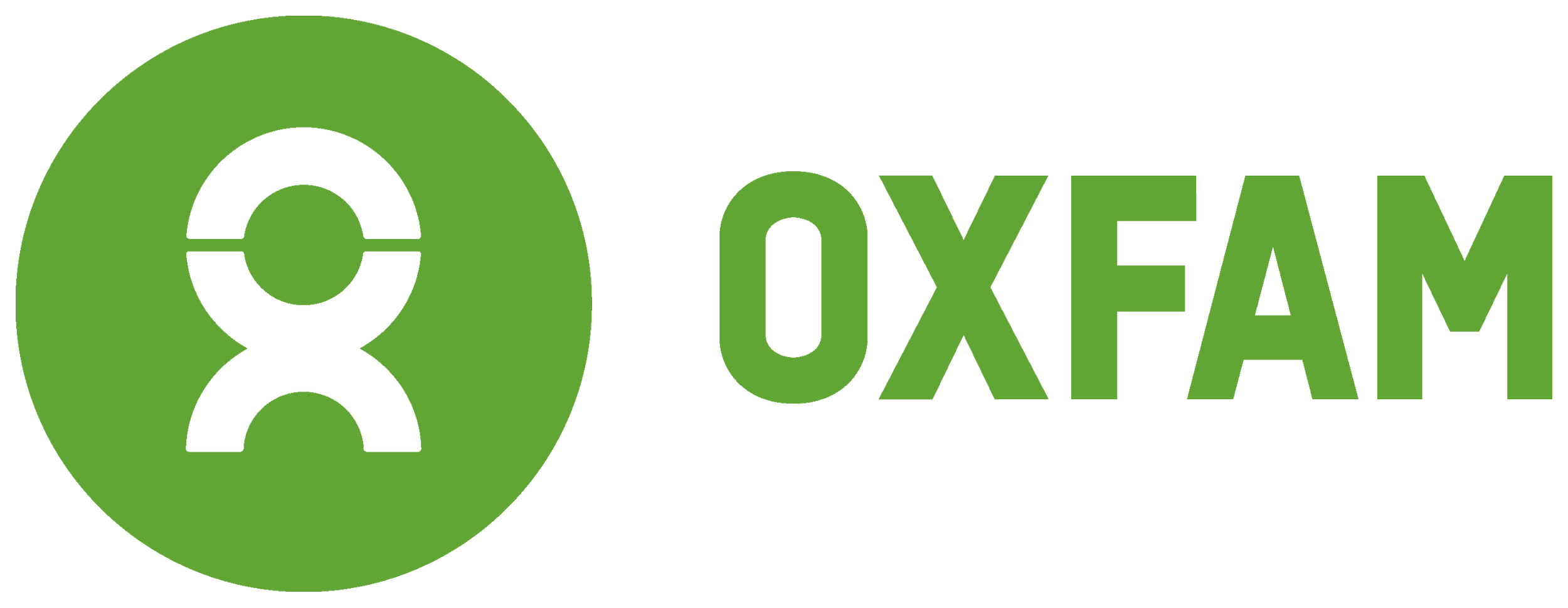 Oxfam logo with a green circle containing a stylized person and the text 'OXFAM' in green.