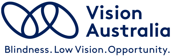 Logo of Vision Australia with the tagline 'Blindness. Low Vision. Opportunity.'