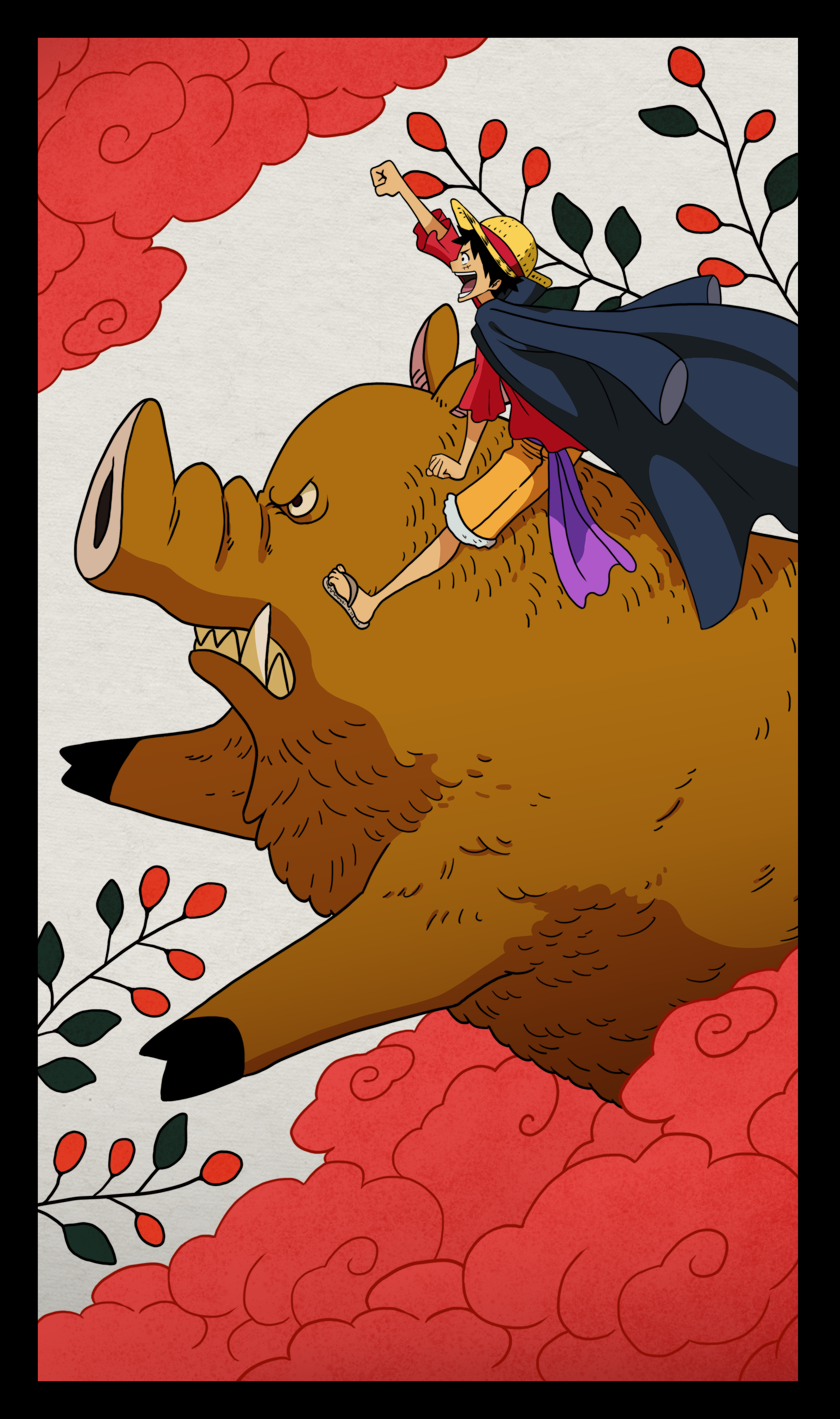 Luffy Hanafuda Eyecatcher - Fan Art