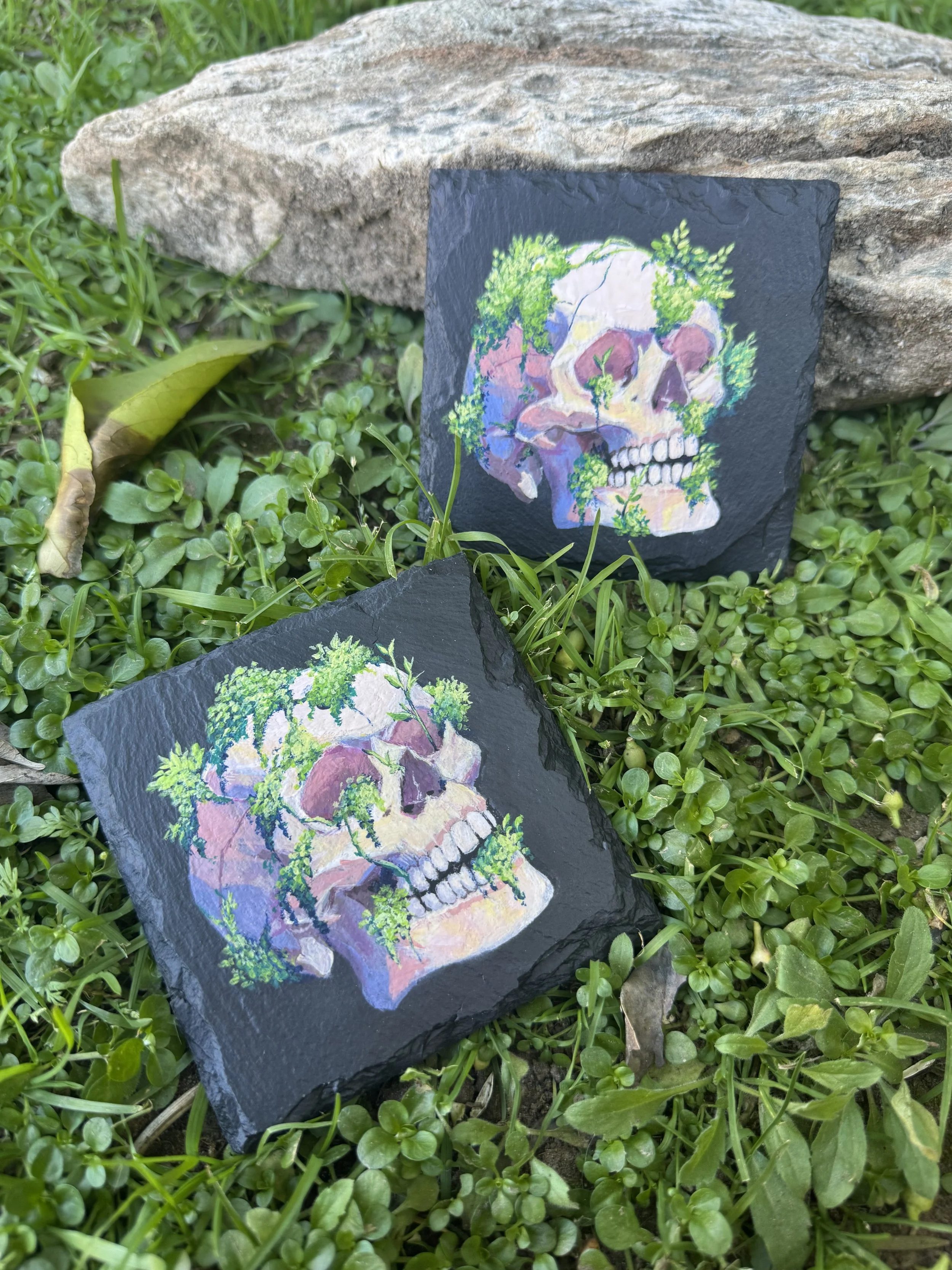 Overgrown Skulls: Human - Square Coasters