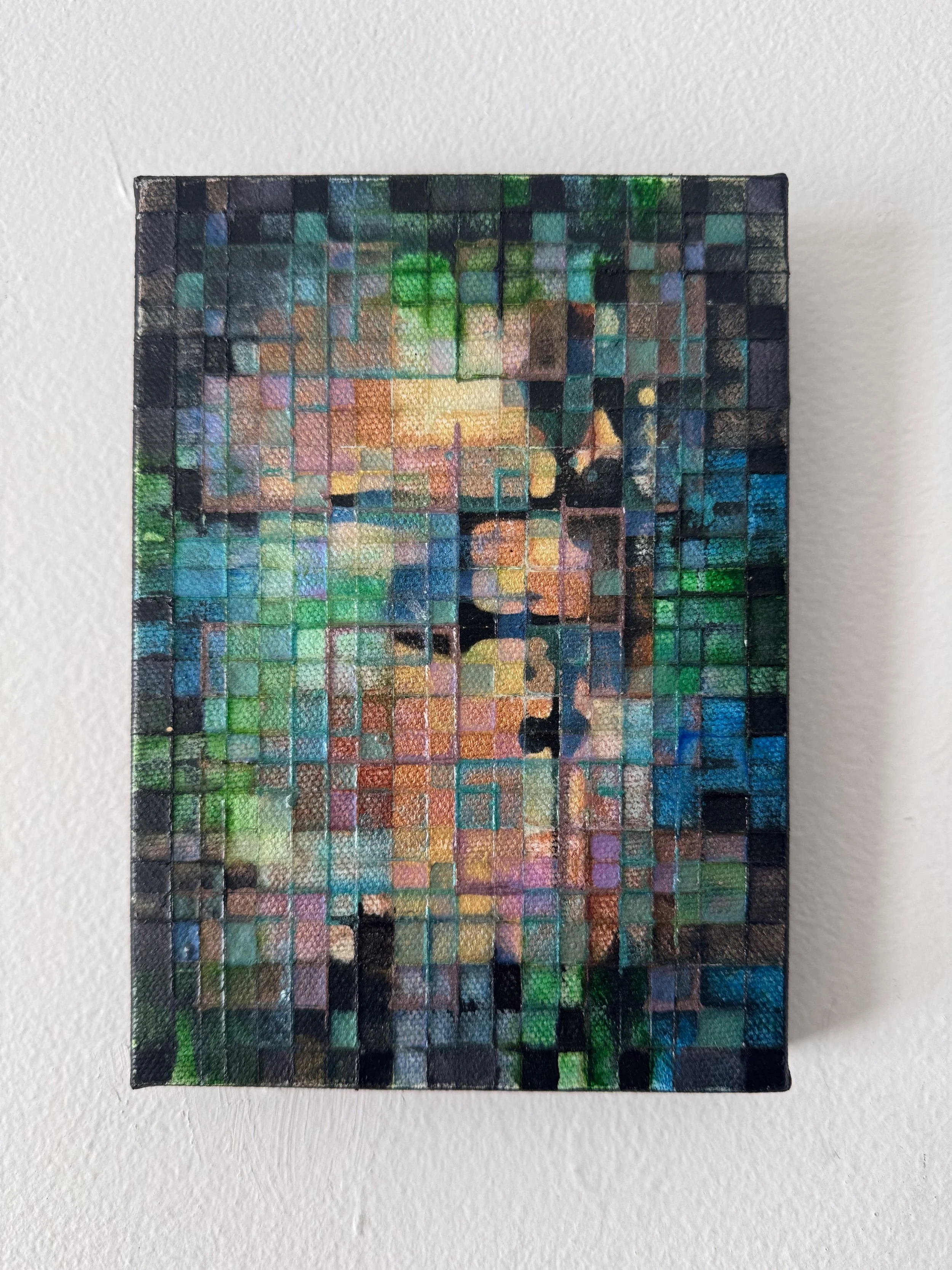 EMERITUS, 2025, 5”x7”, Acrylic and Watercolor on Canvas, Front.
