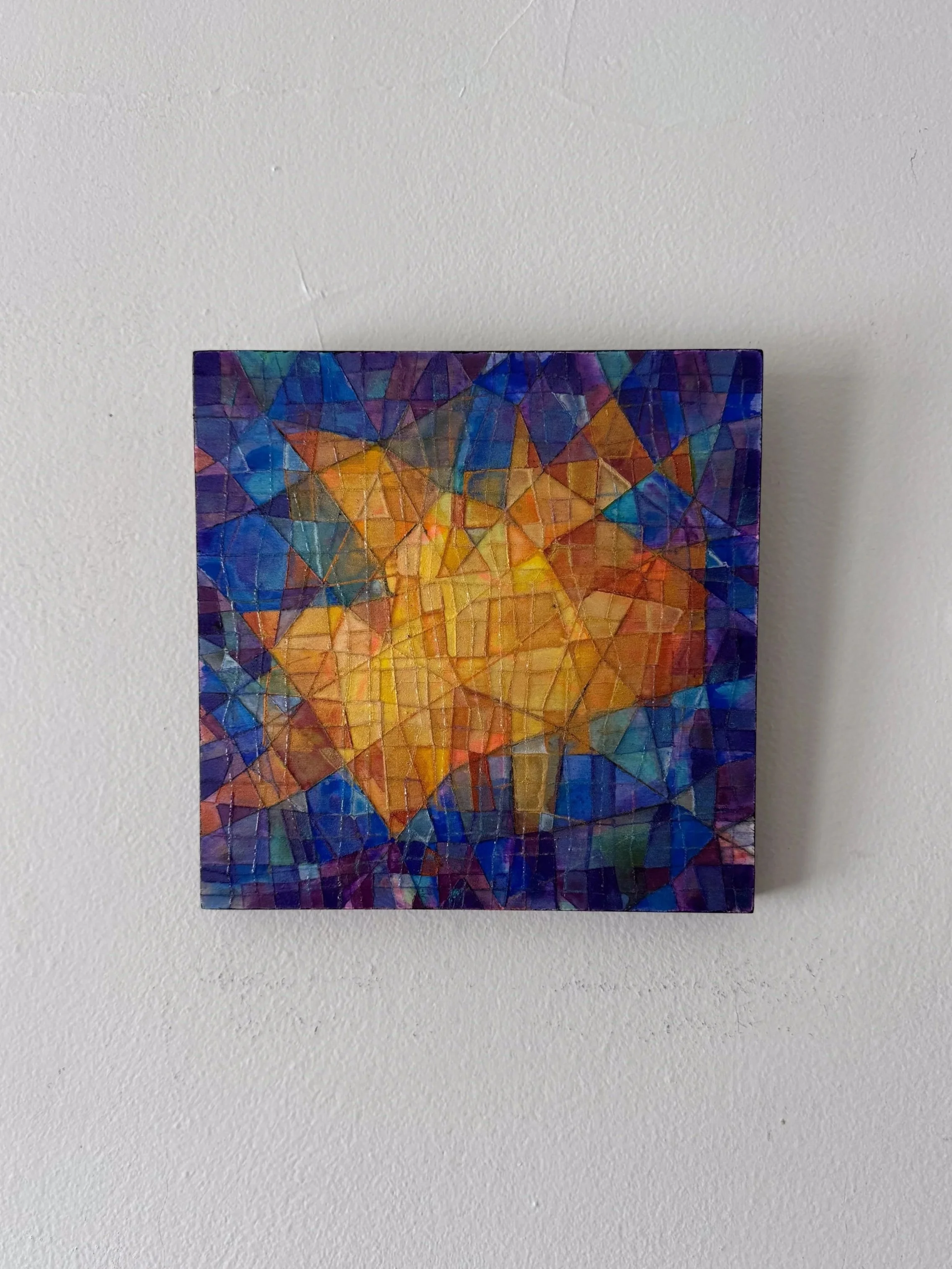 PISCIS AUREUS, 2026, 8”x8”, Acrylic and Watercolor on Wood, Front.