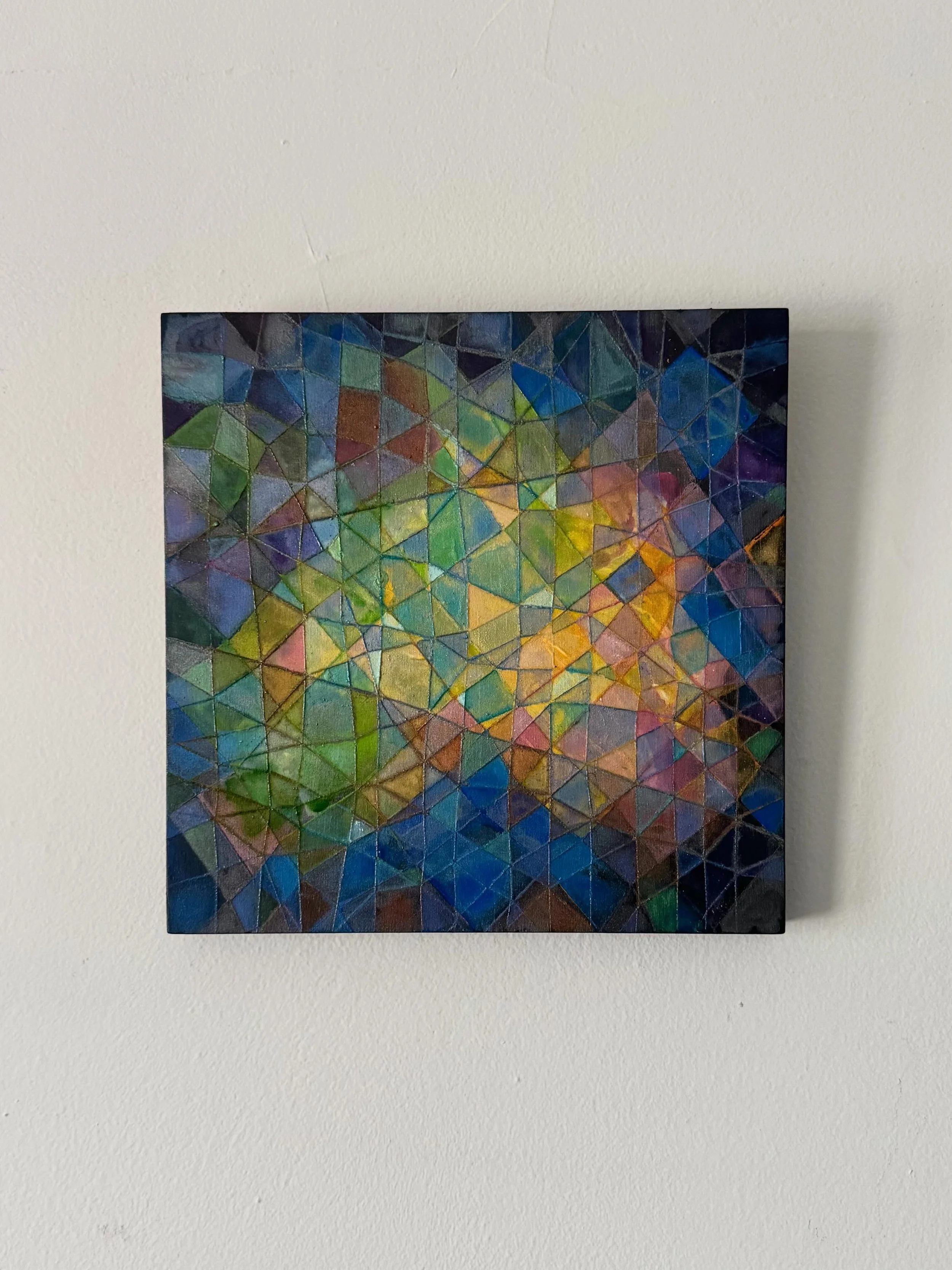 VERTO, 2026, 10&rdquo;x10&rdquo;, Acrylic and Watercolor on Canvas.